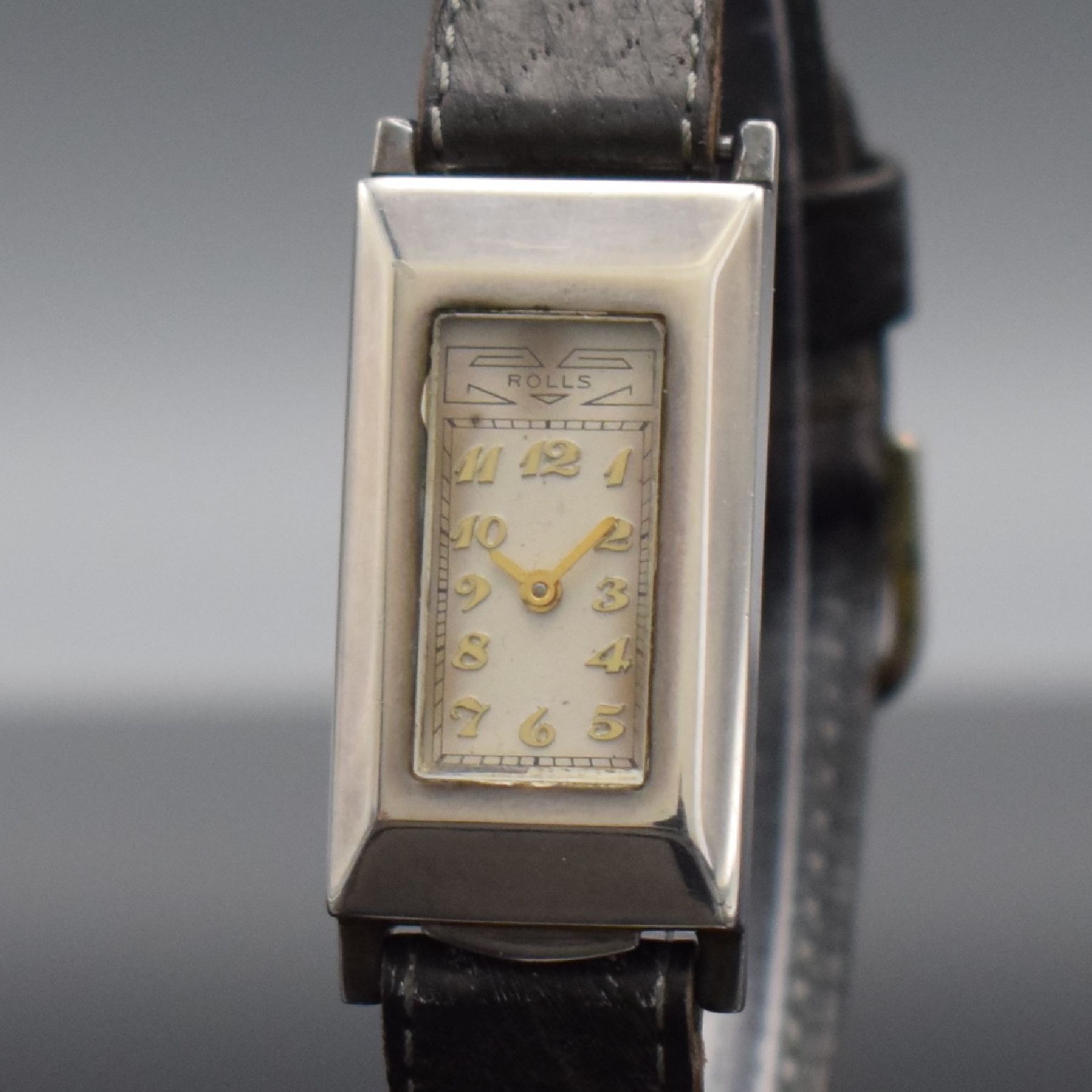 Detail c: ATO ROLLS seltene Armbanduhr mit früher Rüttelautomatik, Schweiz um 1930, Automatik, Scharniergeh. in Silber, orig. Zifferbl. m. aufges. gold. ...