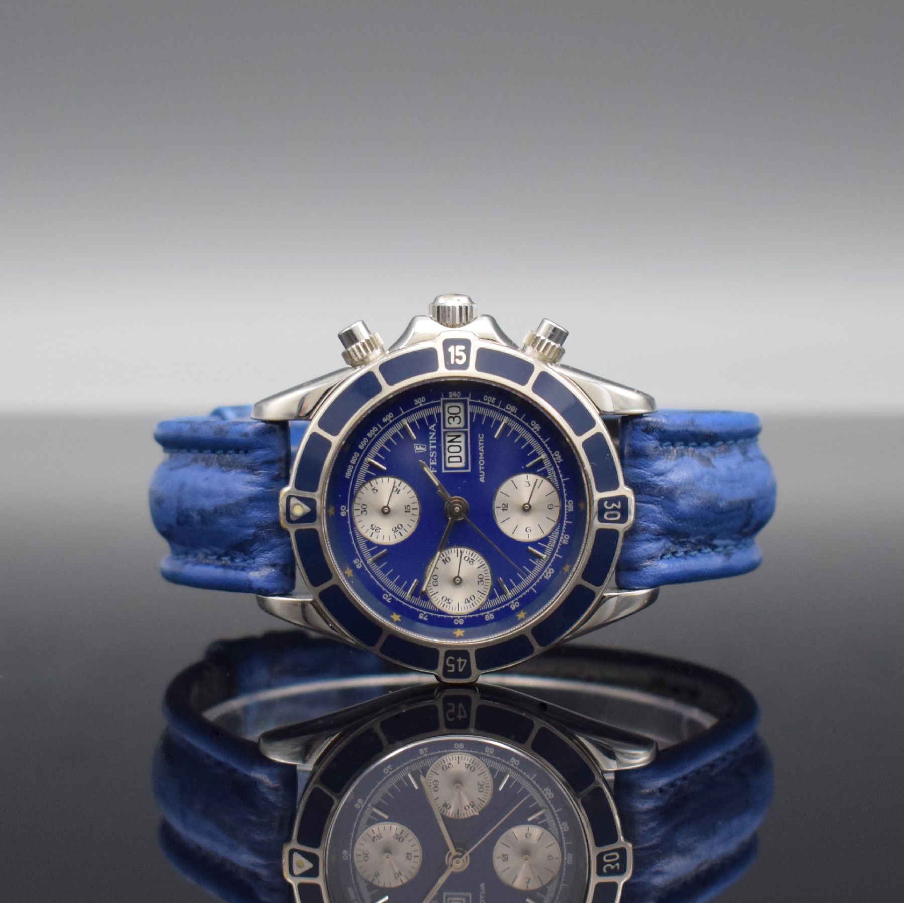 FESTINA limitierte Herrenarmbanduhr mit Chronograph, Schweiz um 1995, Automatik, limitierte Auflage v. 500 Stück, beids. vergl. Gehäuse, Boden ...