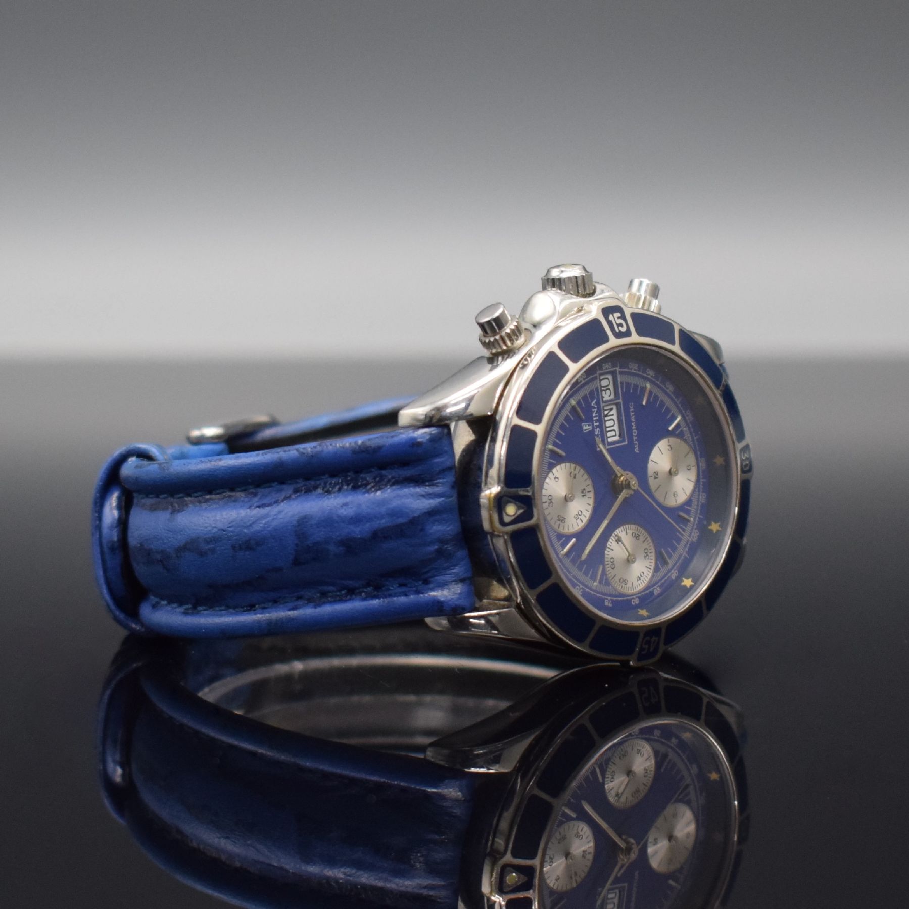 Detail c: FESTINA limitierte Herrenarmbanduhr mit Chronograph, Schweiz um 1995, Automatik, limitierte Auflage v. 500 Stück, beids. vergl. Gehäuse, Boden ...