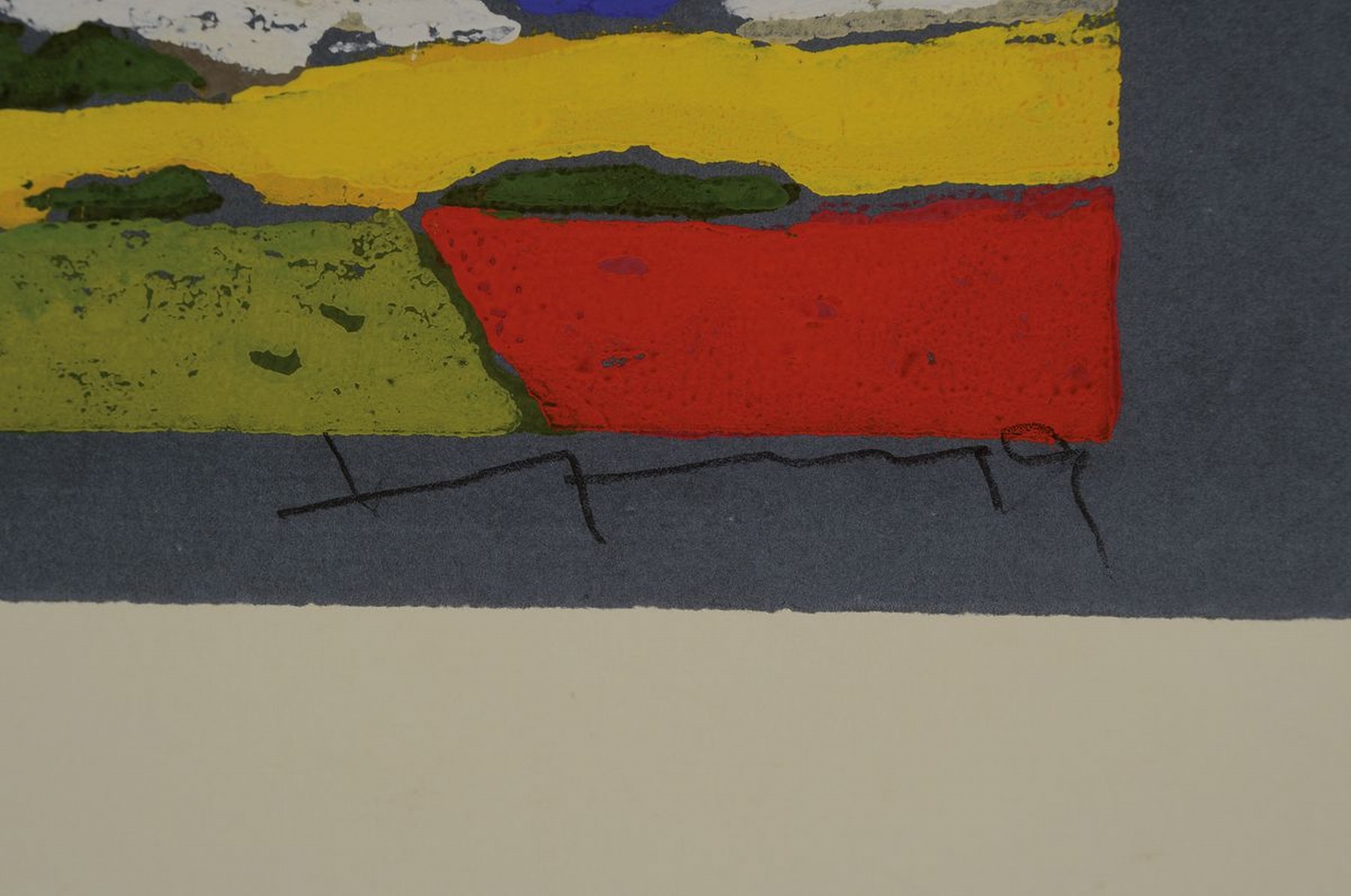 Detail a: Klaus Fussmann, geb. 1938 Velbert, Raps vor Ostsee, Farblinolschnitt, sign., num. 21/200, ca. 10x22 cm