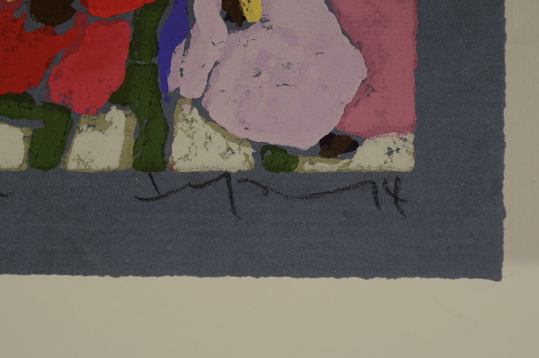 Detail a: Klaus Fussmann, geb. 1938 Velbert, Rosen rot, lila, Farblinolschnitt, num. e.a., sign., ca. 13x18 cm