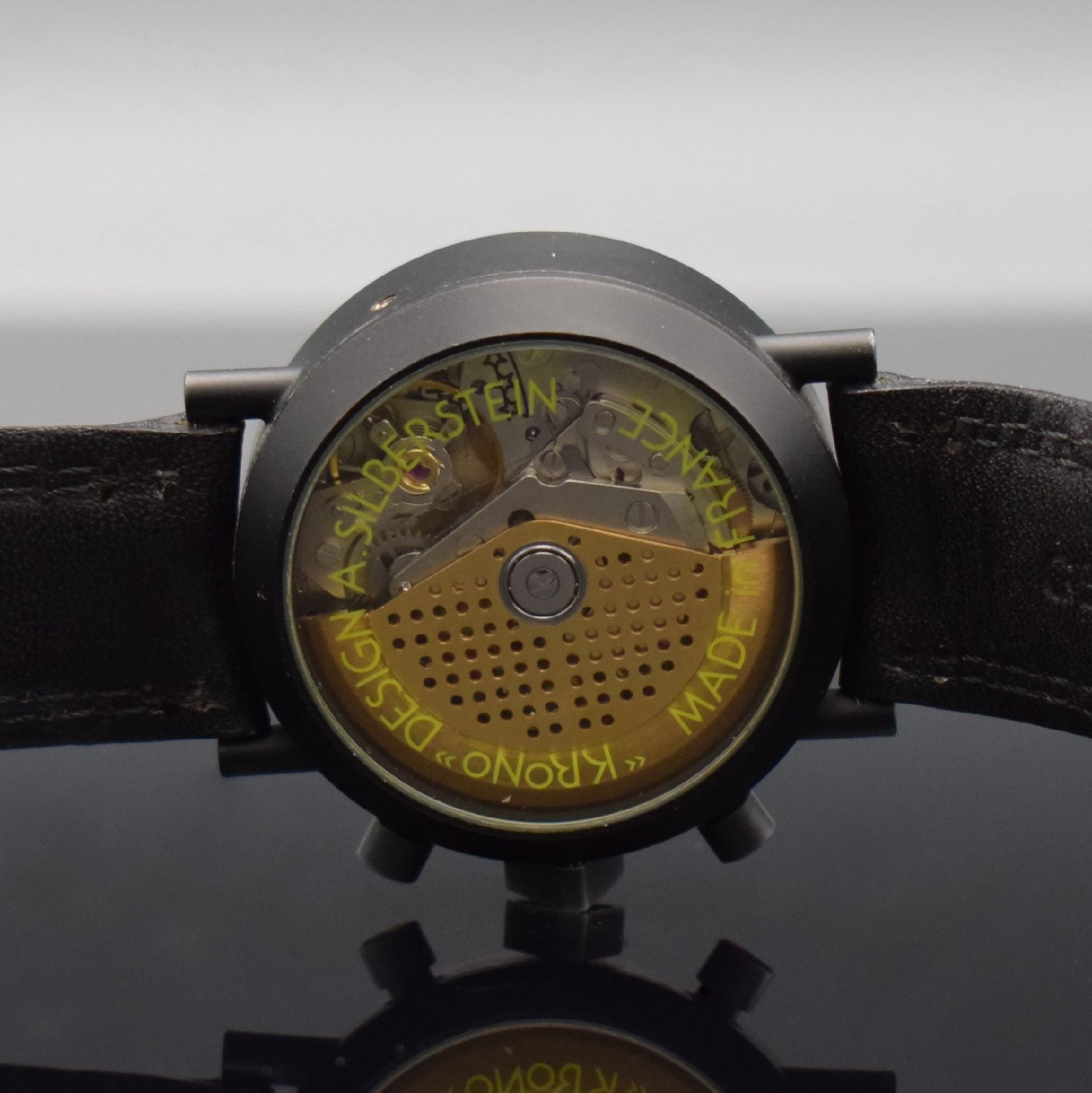 Detail f: ALAIN SILBERSTEIN KRONO Herrenarmbanduhr mit Vollkalender, Chronograph & 24-Stunden- Anzeige, Frankreich um 1995, Automatik, geschwärztes Gehäuse ...