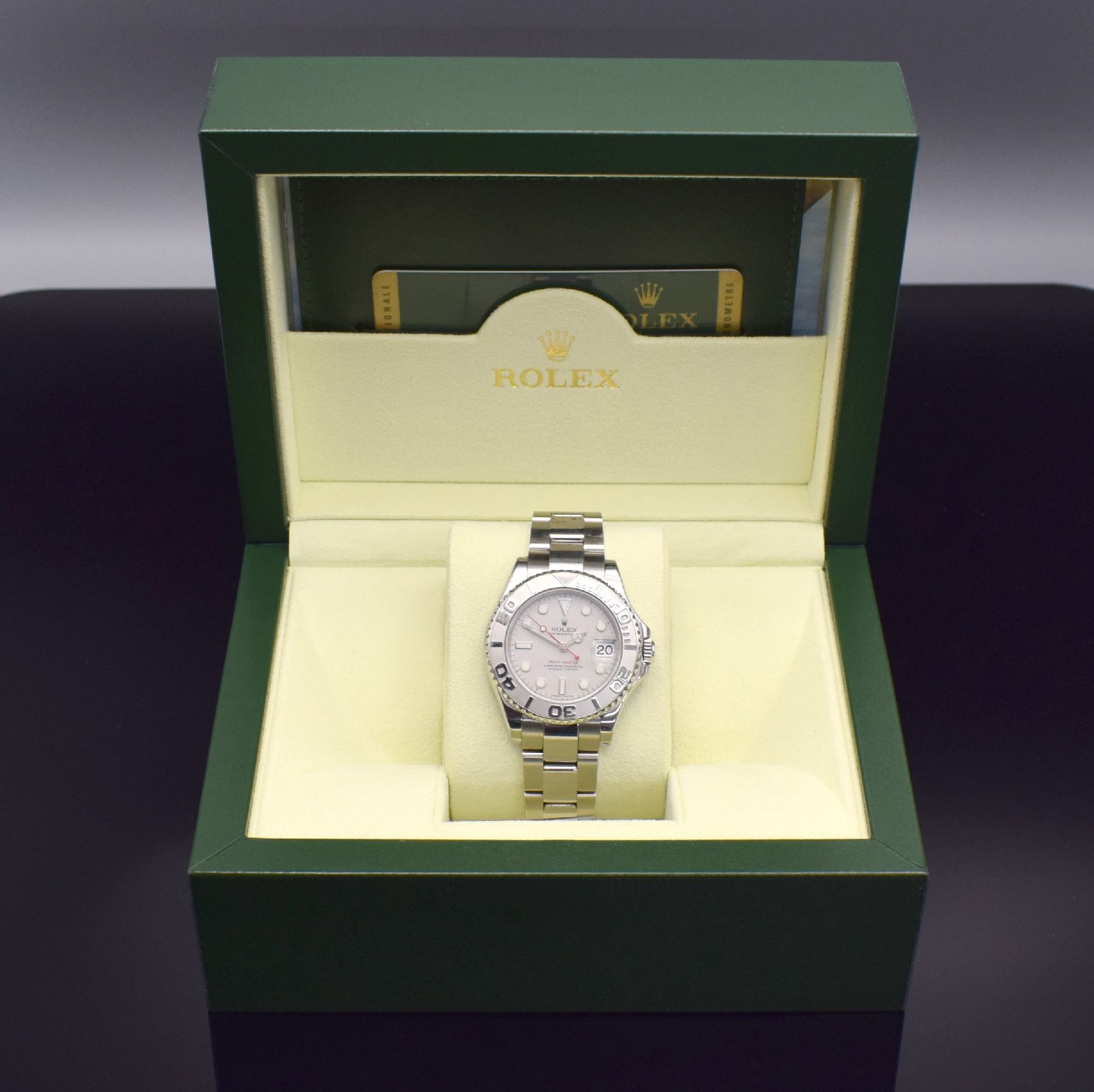Detail f: ROLEX Oyster Perpetual Date Yacht-Master Mediumarmbanduhr, Schweiz verk. lt. beil. orig. Garantiekarte 07/2011, Automatik, Ref. 168622, Chronometer ...