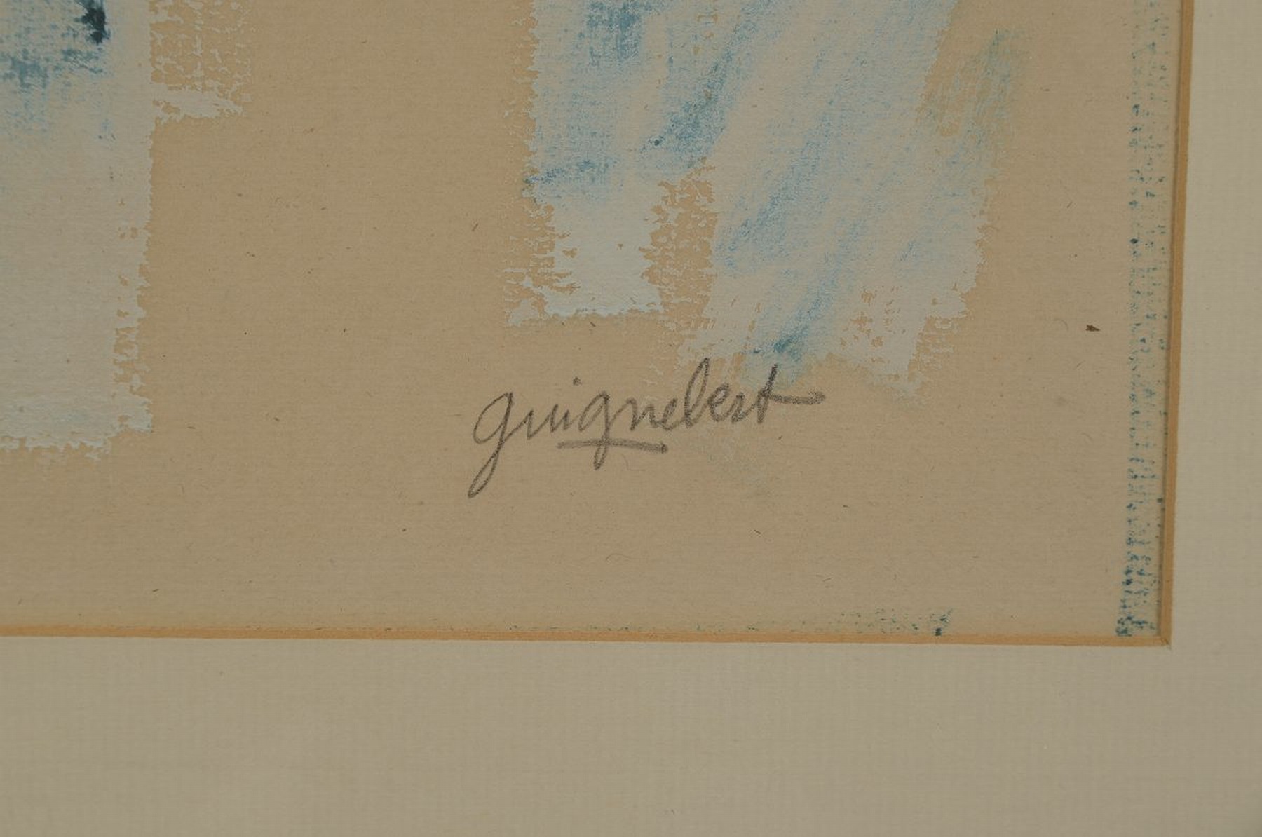 Detail a: Jean-Claude Guignebert, 1921-1989, Gekreuzigter Christus, Kreide und Deckweiß, rechts unten signiert, ca. 40x20cm, PP, u.Gl., R. ca. 52x31cm