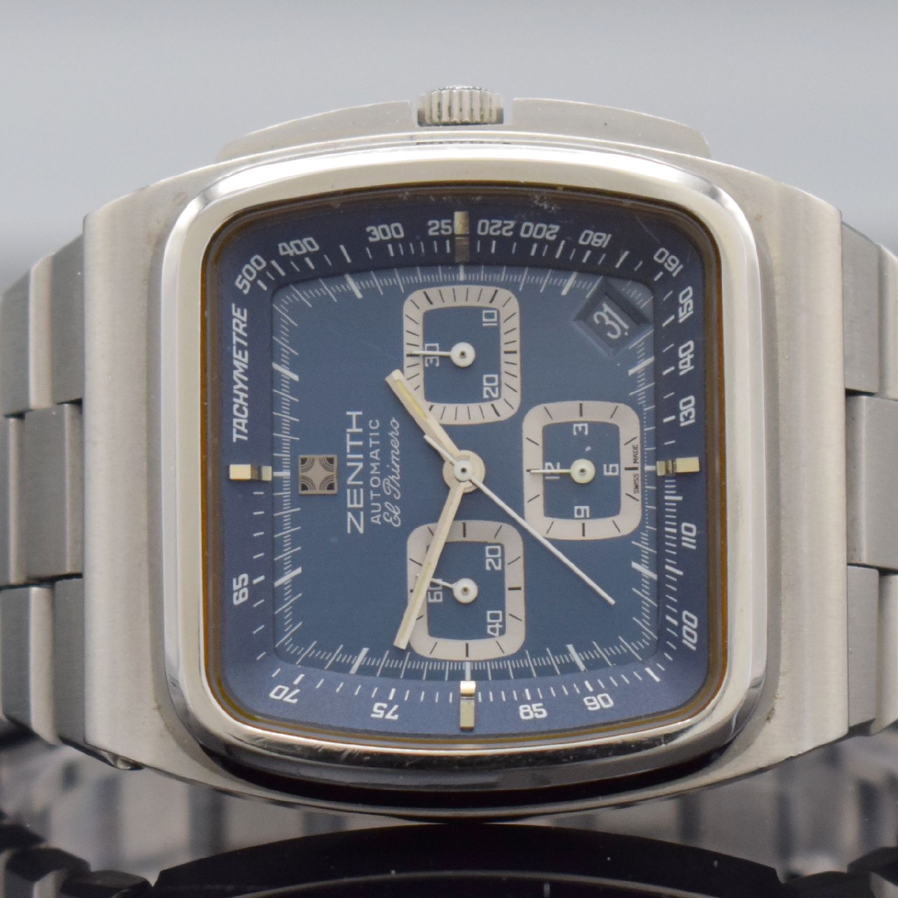 Detail a: ZENITH "TV" El Primero Schaltradchronograph Referenz 01-0200-415, Automatik, Schweiz um 1975, massives Edelstahlgeh. inkl. orig. ...