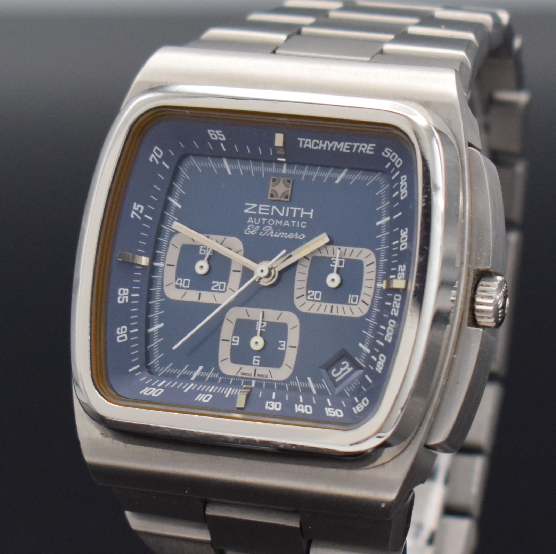 Detail c: ZENITH "TV" El Primero Schaltradchronograph Referenz 01-0200-415, Automatik, Schweiz um 1975, massives Edelstahlgeh. inkl. orig. ...