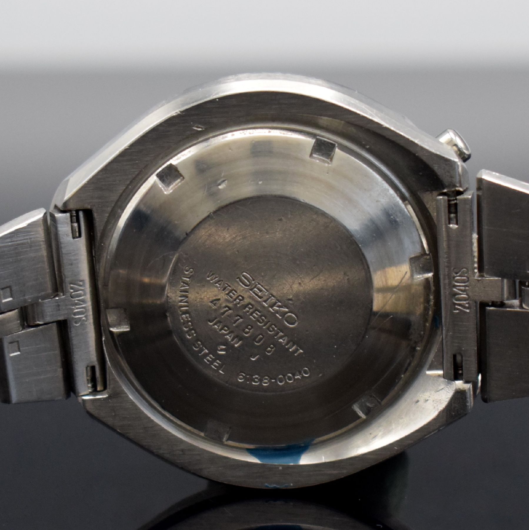 Detail e: SEIKO Schaltradchronograph "Bullhead" Referenz 6138-0040, Automatik, Japan um 1975, verschr. Edelstahlgeh. inkl. orig. Gliederband m. ...