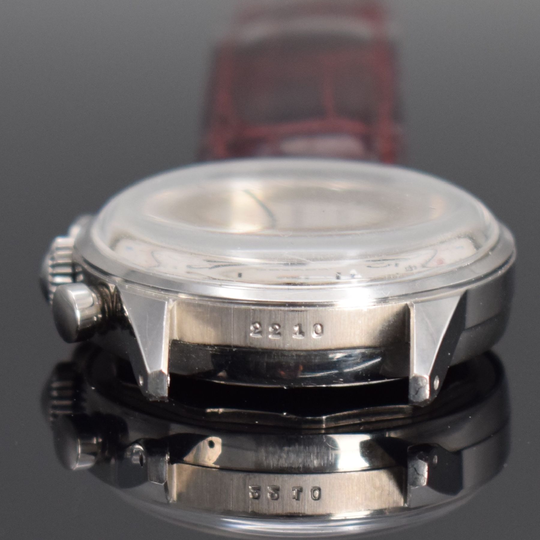 Detail i: MOVADO Schaltradchronograph Kaliber 90M im späteren original Movado/FB verschraubten Stahlgehäuse, Handaufzug, Schweiz um 1940/1960, silb. ...