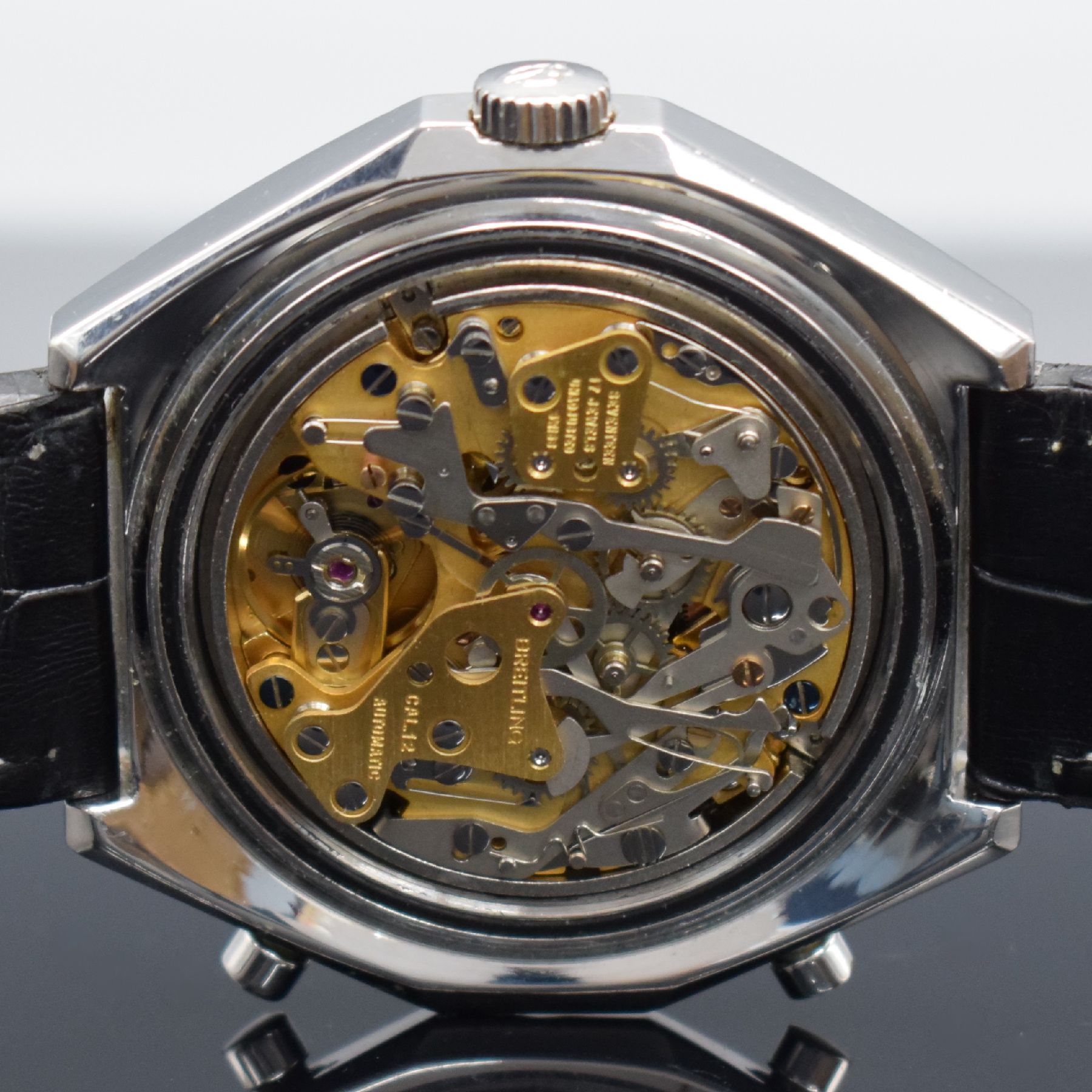 Detail f: BREITLING Armbandchronograph Navitimer Chrono-Matic Referenz 1806, Automatik, Schweiz um 1972, verschr. Stahlgeh., orig. Krone & Drücker, innen ...