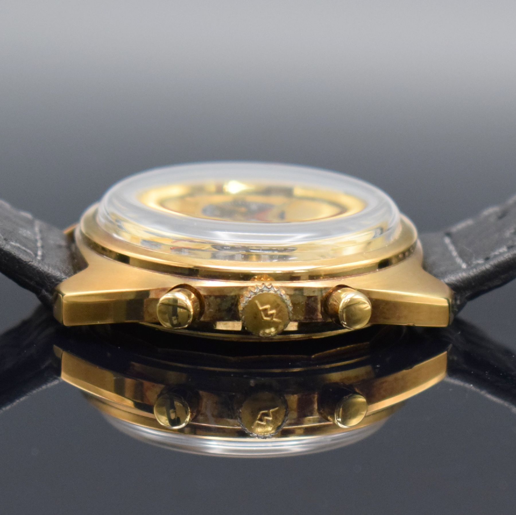 Detail c: MOVADO Datron HS 360 SUB-SEA Schaltradchronograph in GG 585/000, Automatik, Schweiz um 1970, Boden verschr., gold. Zifferbl. m. späterer Tiffany & ...