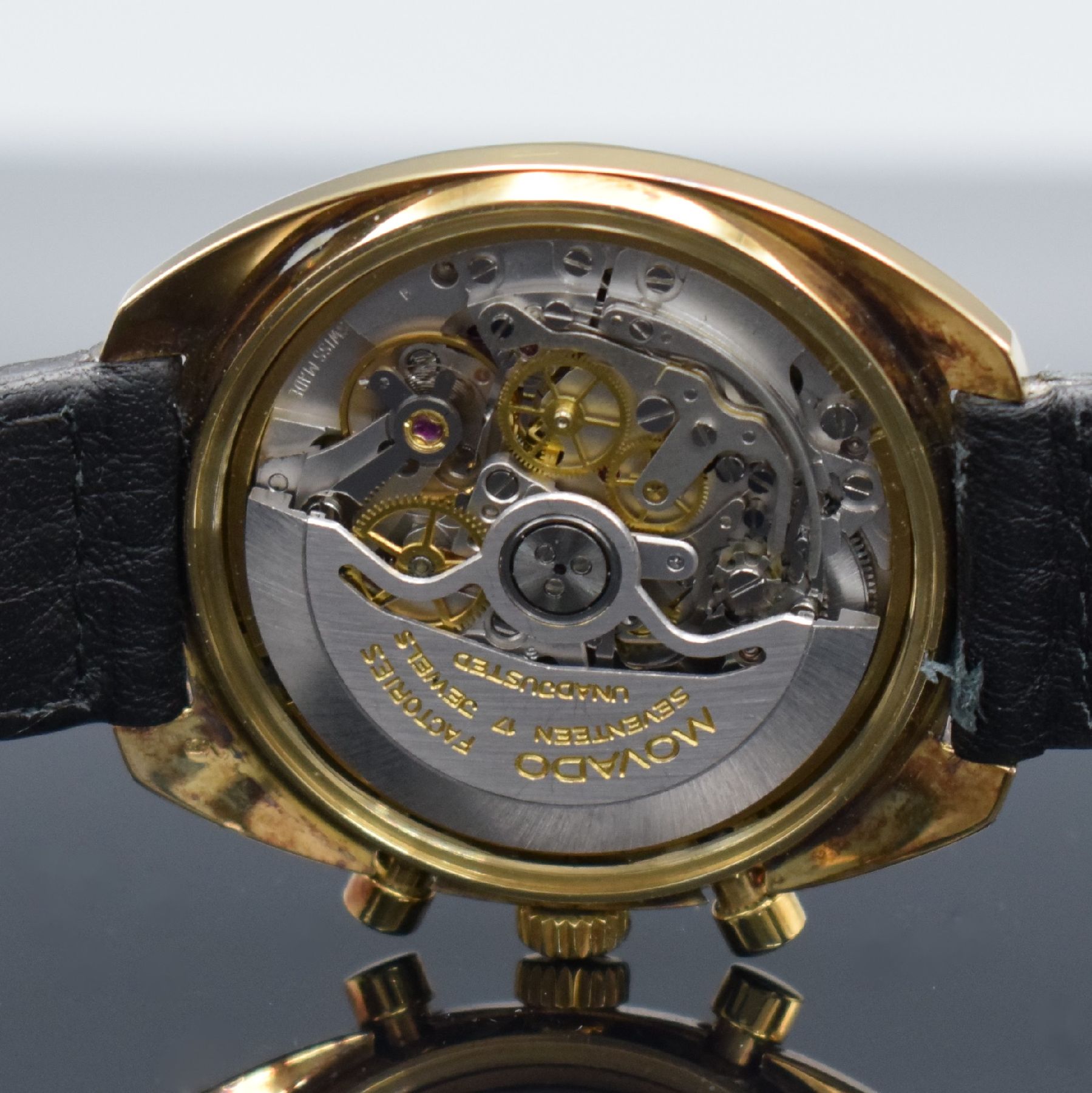 Detail g: MOVADO Datron HS 360 SUB-SEA Schaltradchronograph in GG 585/000, Automatik, Schweiz um 1970, Boden verschr., gold. Zifferbl. m. späterer Tiffany & ...