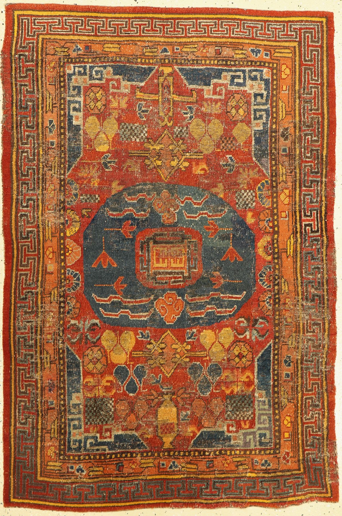 Khotan antik, Turkestan, Anfang 19.Jhd, Wolle auf Baumwolle, ca. 153 x 103 cm, EHZ: 4-5