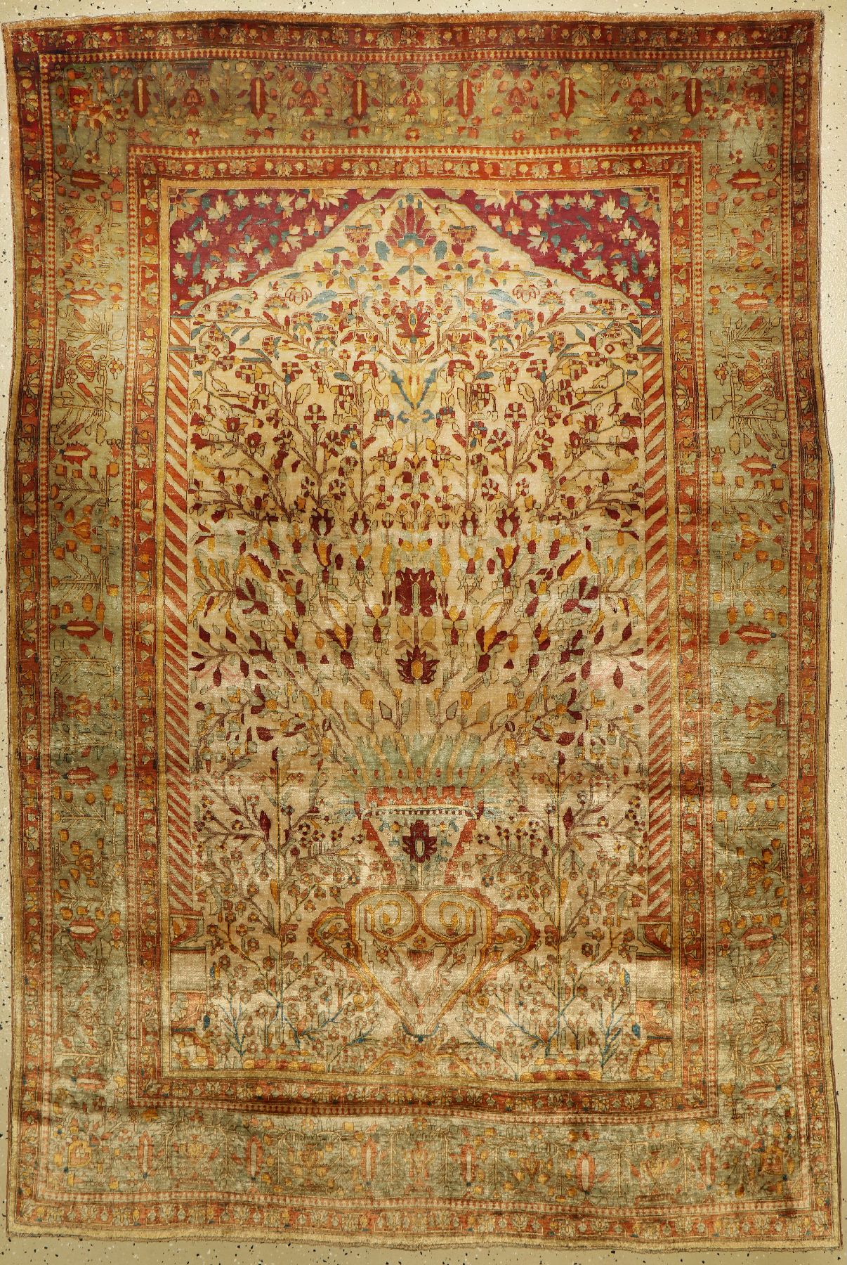 Seiden Keschan Mohtascham, antik, Persien, Ende 19.Jhd, reine Naturseide, ca. 205 x 140 cm, (gereinigt), EHZ: 2
