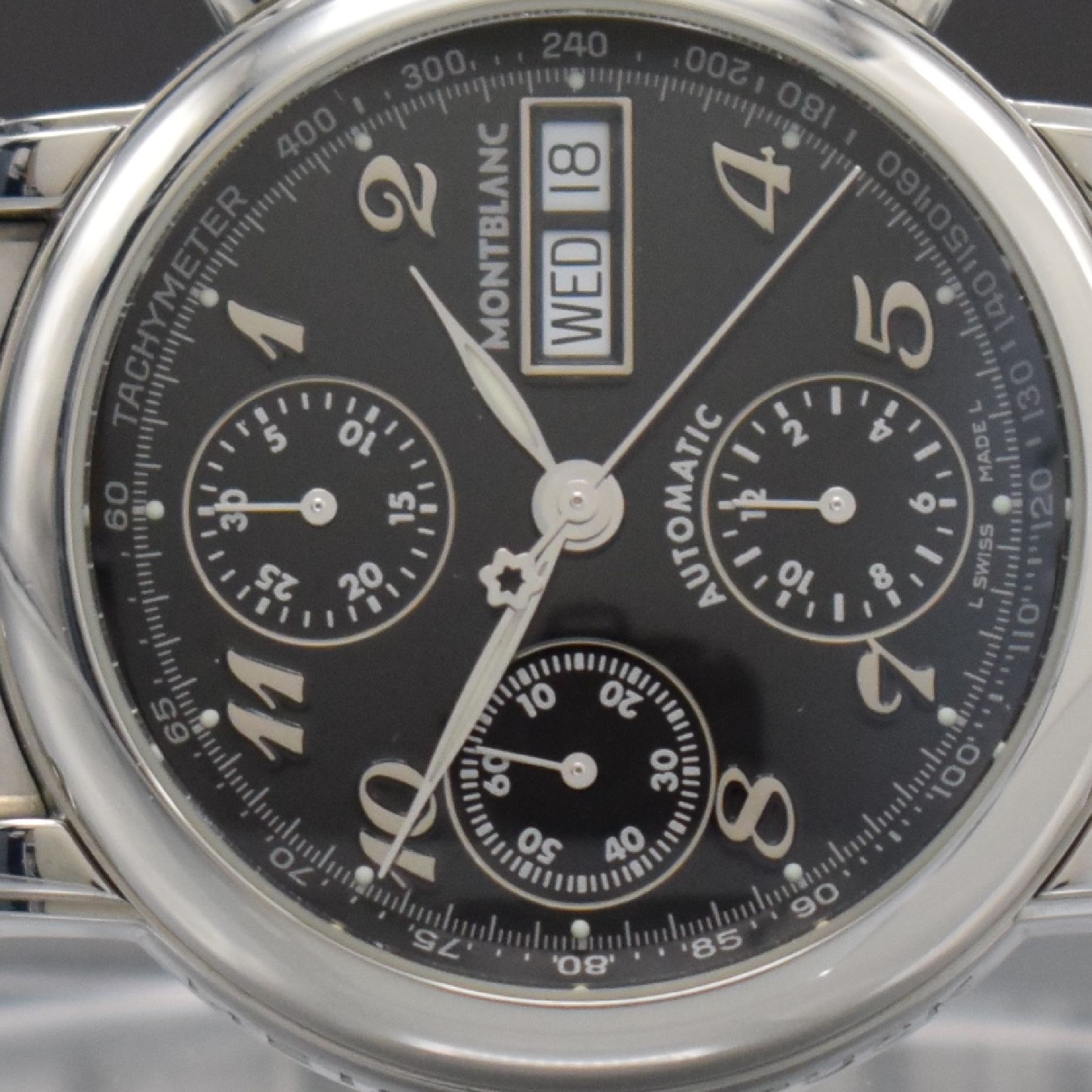 Detail a: MONTBLANC Meisterstück Herrenarmbanduhr mit Chronograph, Schweiz 2003, Automatik, Ref. 7016, beids. vergl. Edelstahlgeh. inkl. orig. Gliederband m. ...