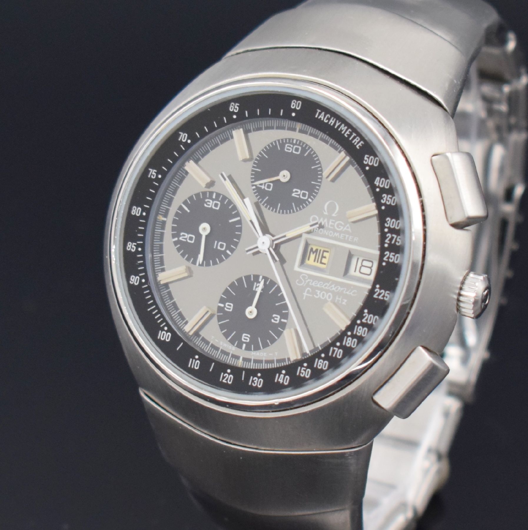 Detail c: OMEGA Chronometer Speedsonic f 300 Hz sog. "Lobster" seltener Armbandchronograph, Schweiz um 1975, Stimmgabelschwinger, Ref. 188.0001 / ...