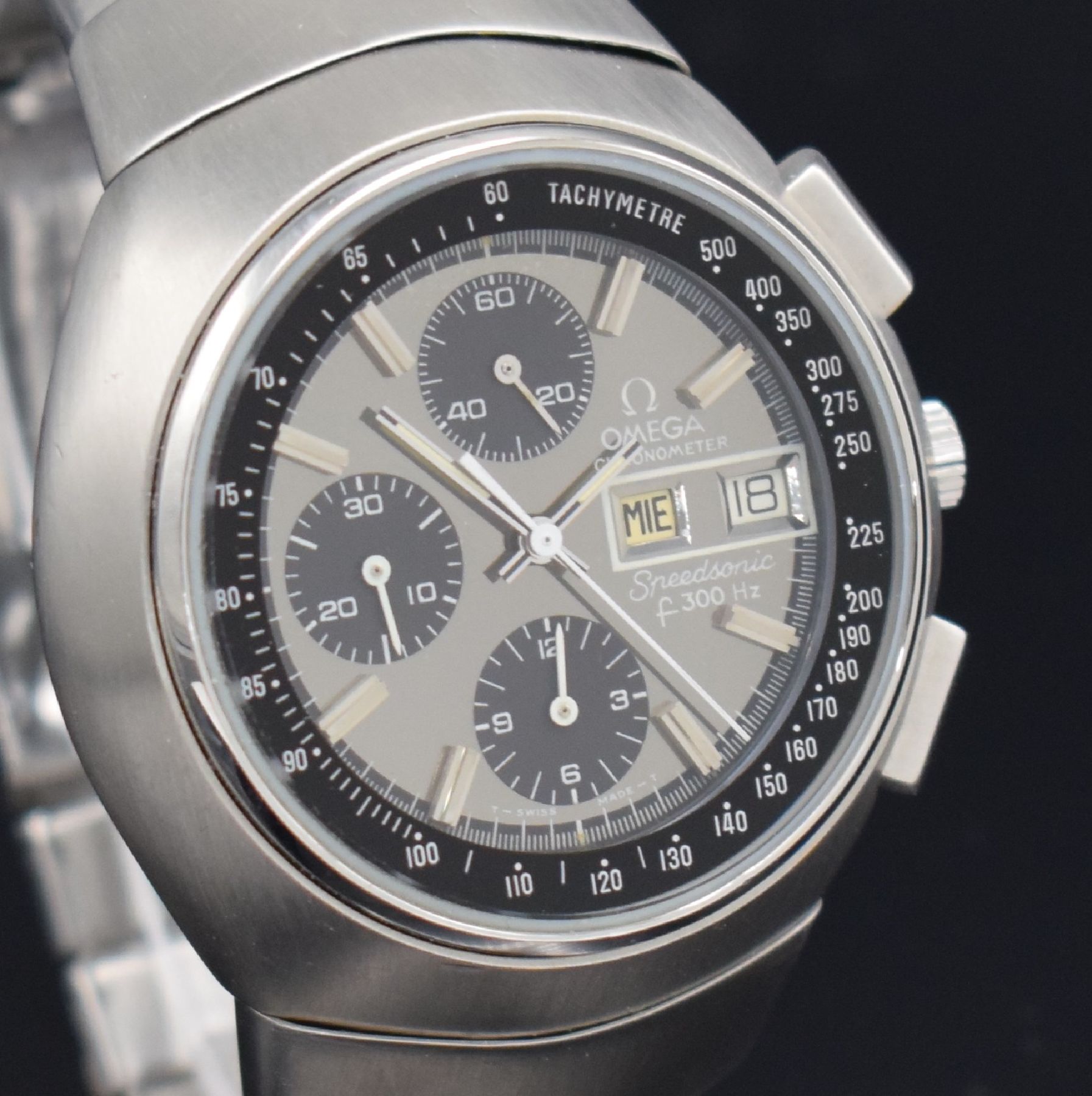 Detail h: OMEGA Chronometer Speedsonic f 300 Hz sog. "Lobster" seltener Armbandchronograph, Schweiz um 1975, Stimmgabelschwinger, Ref. 188.0001 / ...