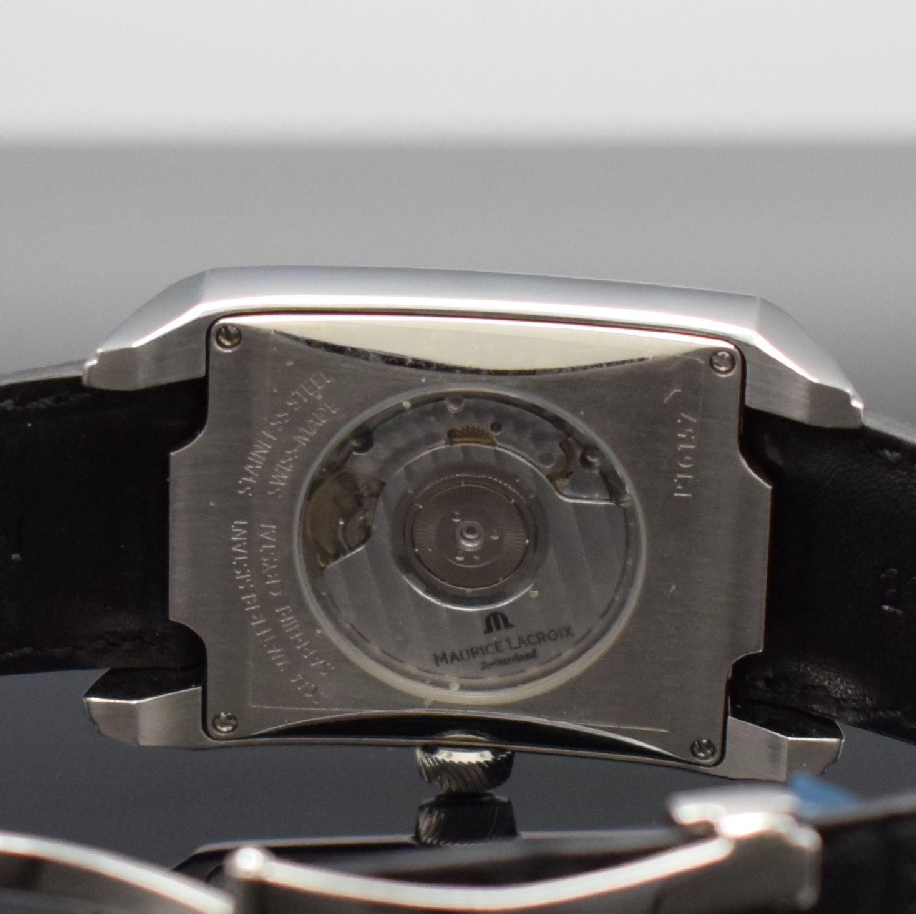 Detail g: MAURICE LACROIX Herrenarmbanduhr Serie Pontos Réserve de Marche, Schweiz um 2008, Automatik, Ref. PT6157, beids. vergl. Edelstahlgeh., Boden 4-fach ...