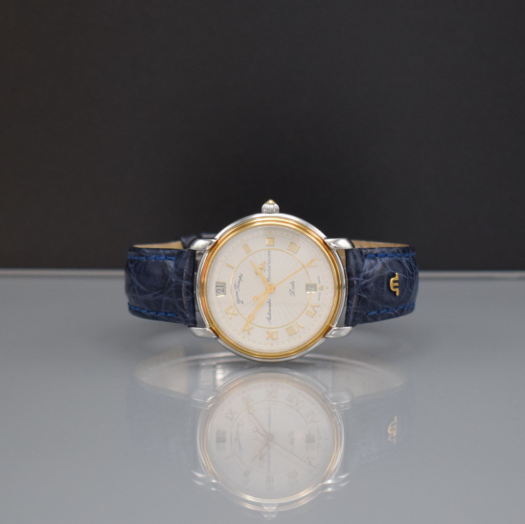 MAURICE LACROIX 2éme Temps Herrenarmbanduhr mit 2er Zeitzone, Schweiz 2001, Automatik, Ref. 29400-1616, beids. vergl. Gehäuse in Edelstahl/Gold ...