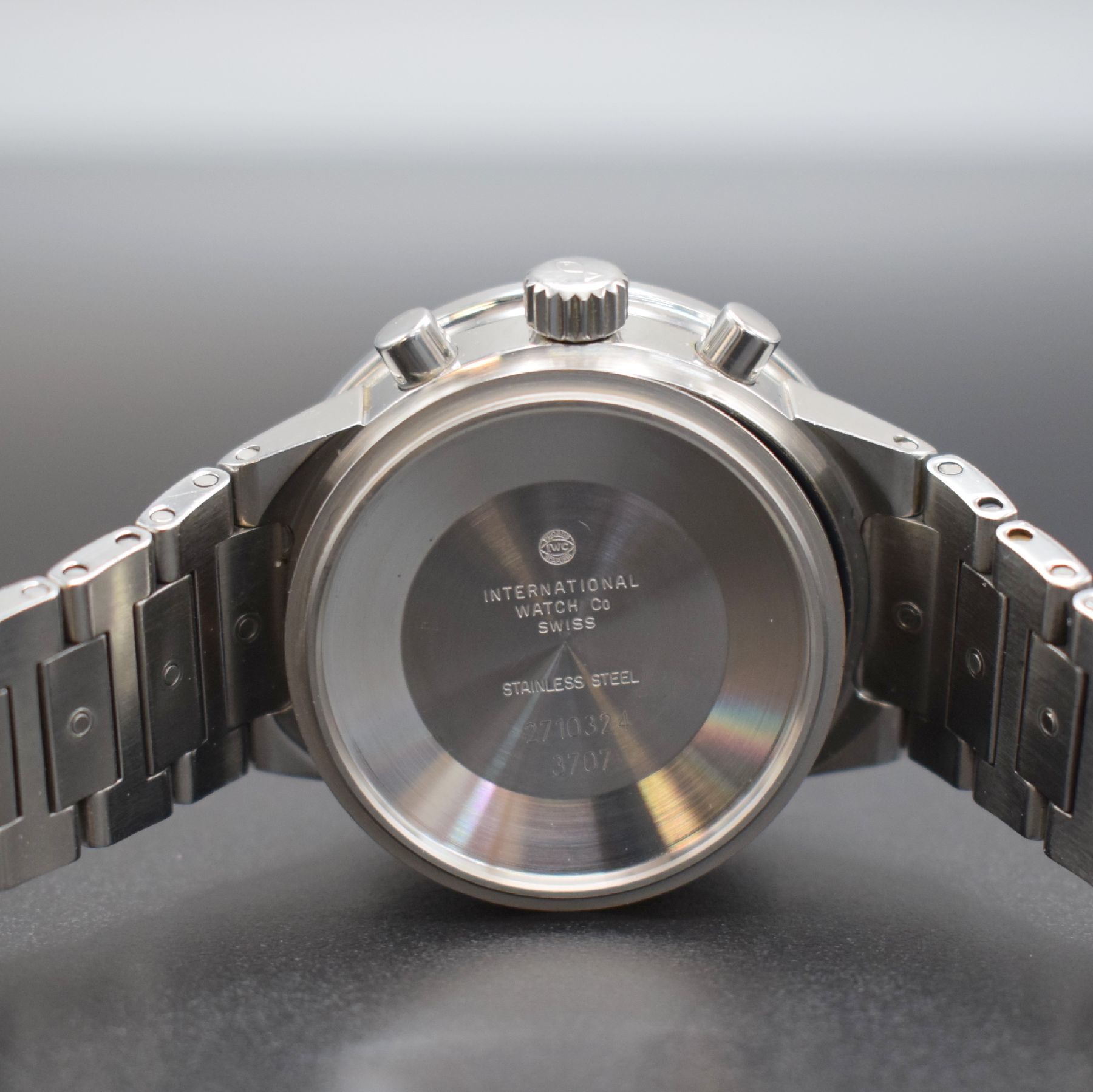 Detail i: IWC GST Herrenarmbanduhr mit Chronograph Referenz 3707, Schweiz um 1999, Automatik, verschr. Edelstahlgeh., orig. Gliederband m. Faltschl., silb. ...