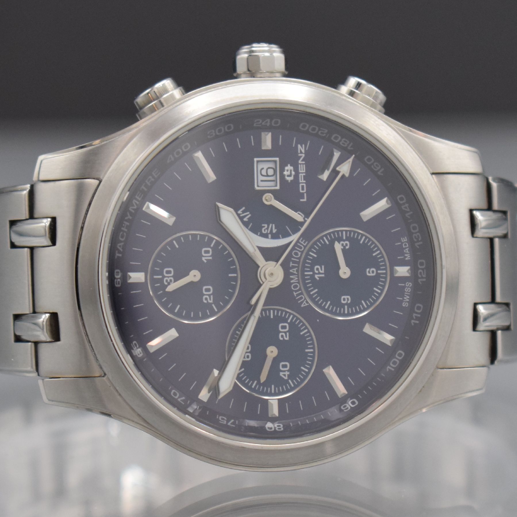 Detail a: LORENZ Herrenarmbanduhr Sondermodell Theatro Anniversaire Chronographe Réserve de Marche, Schweiz 2004, Automatik, in einer limitiertenAuflage zum ...