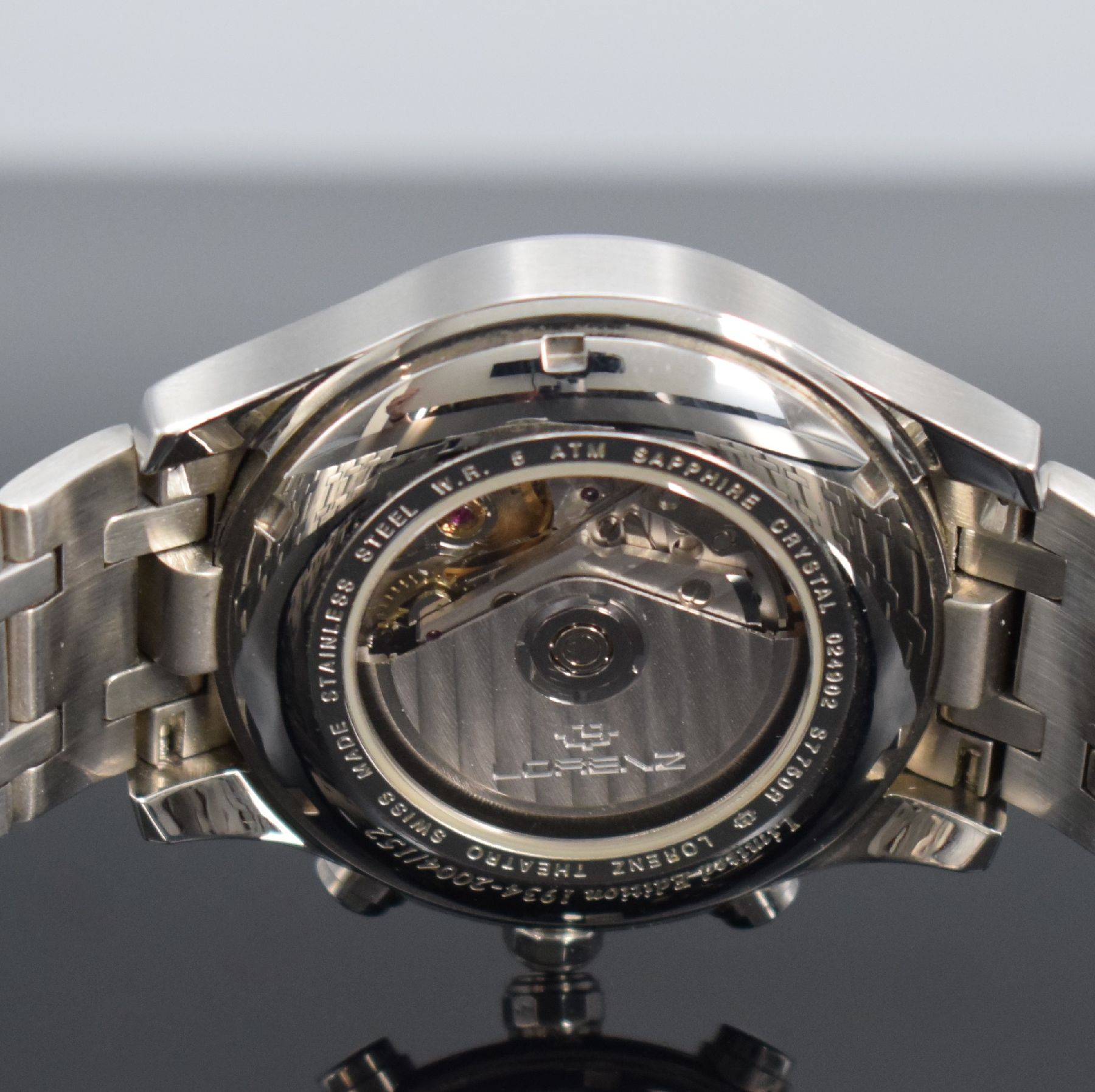 Detail g: LORENZ Herrenarmbanduhr Sondermodell Theatro Anniversaire Chronographe Réserve de Marche, Schweiz 2004, Automatik, in einer limitiertenAuflage zum ...