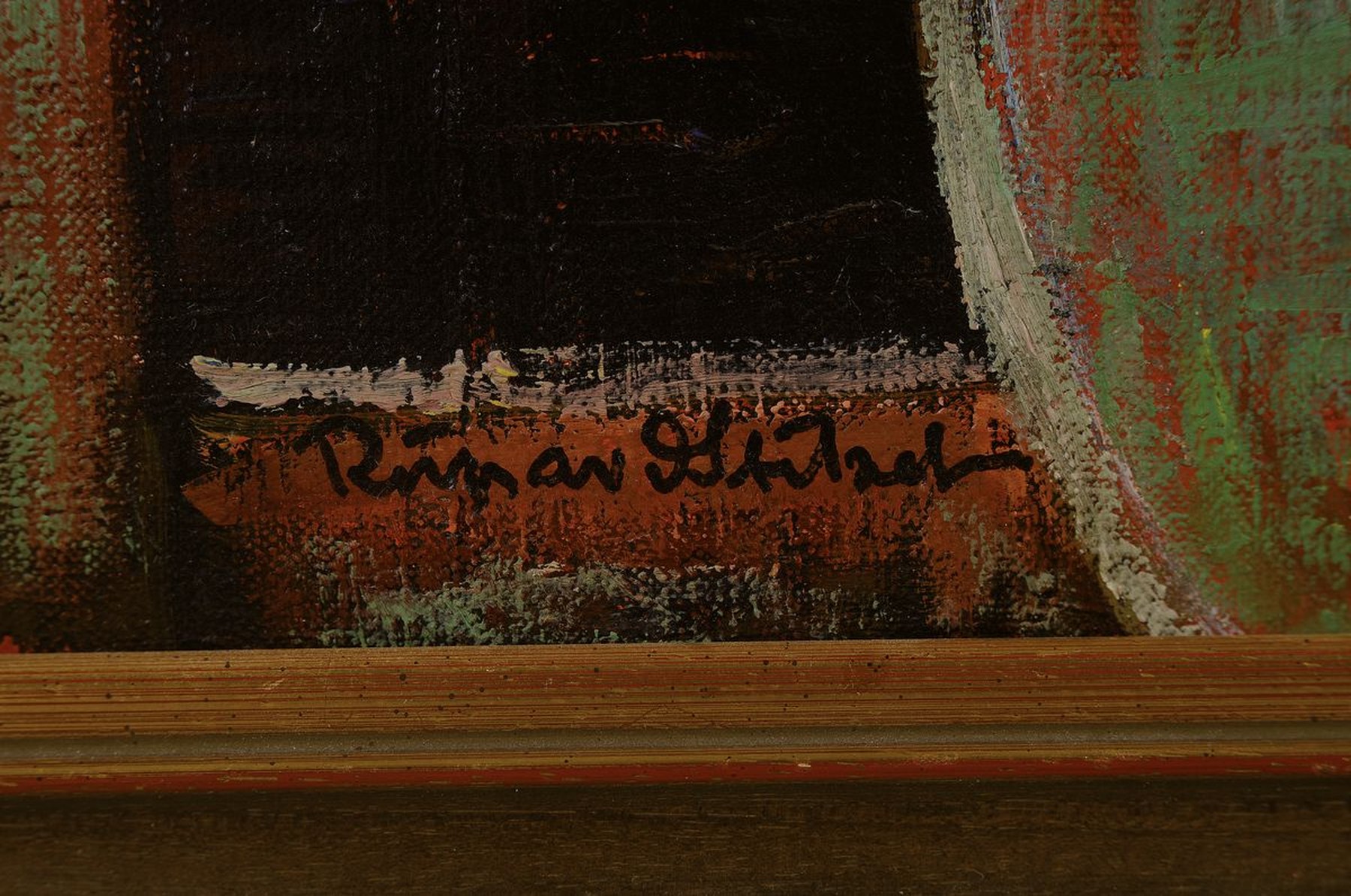 Detail a: Richard Stitzel, 1893 Mannheim-1982, Studium an der Akademie Karlsruhe, hier: Stillleben mit zwei Iris, Öl/Lwd, links unten signiert, rechts unten ...