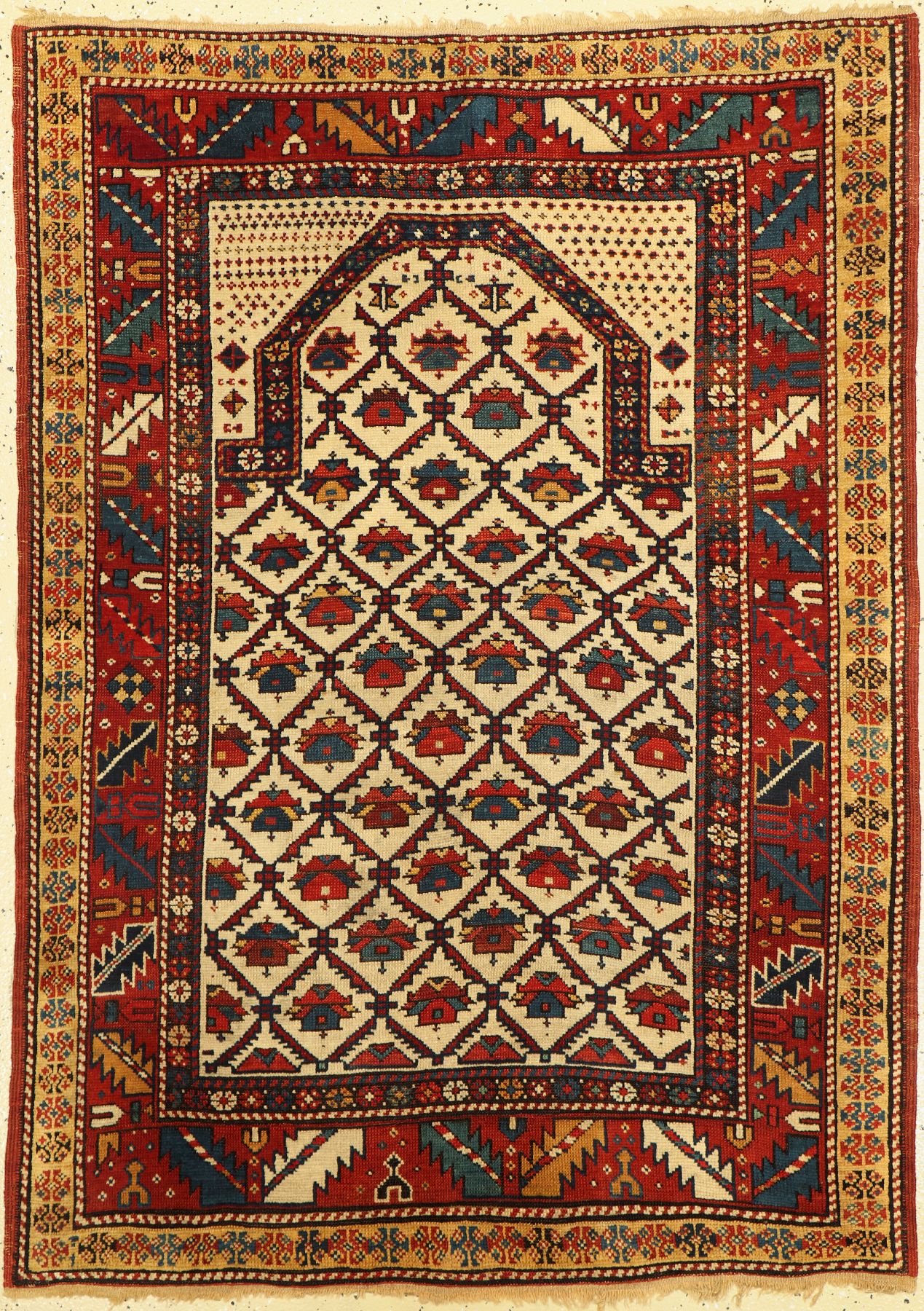 Shirvan antik Gebetsteppich, Kaukasus, Ende 19.Jhd, Wolle auf Wolle, ca. 149 x 108 cm, EHZ: 2-3
