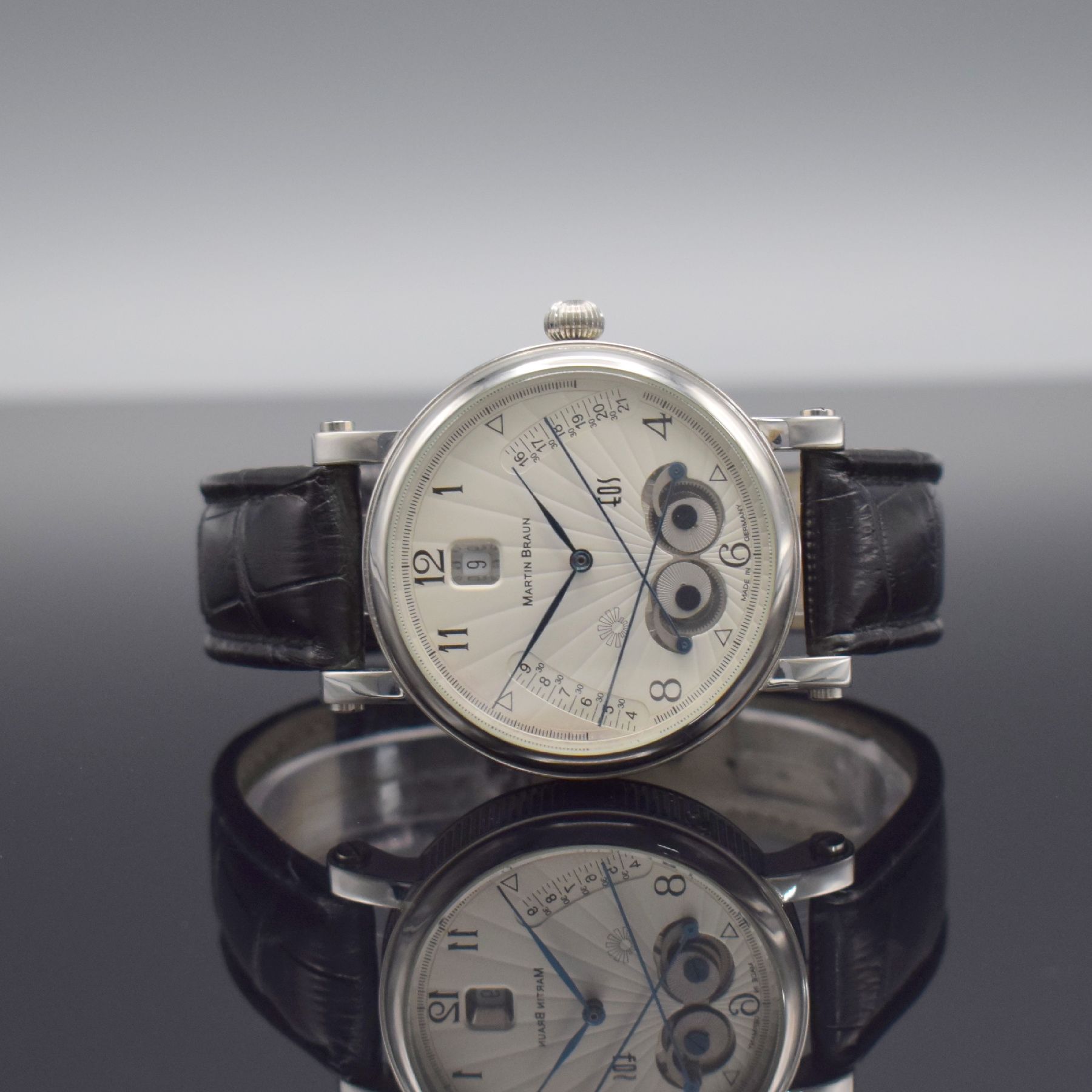 MARTIN BRAUN Herrenarmbanduhr EOS, Automatik, Ref. 42S, Edelstahlgeh. inkl. orig. Lederband m. orig. Dornschl., beids. vergl., Boden 7-fach verschr., ...