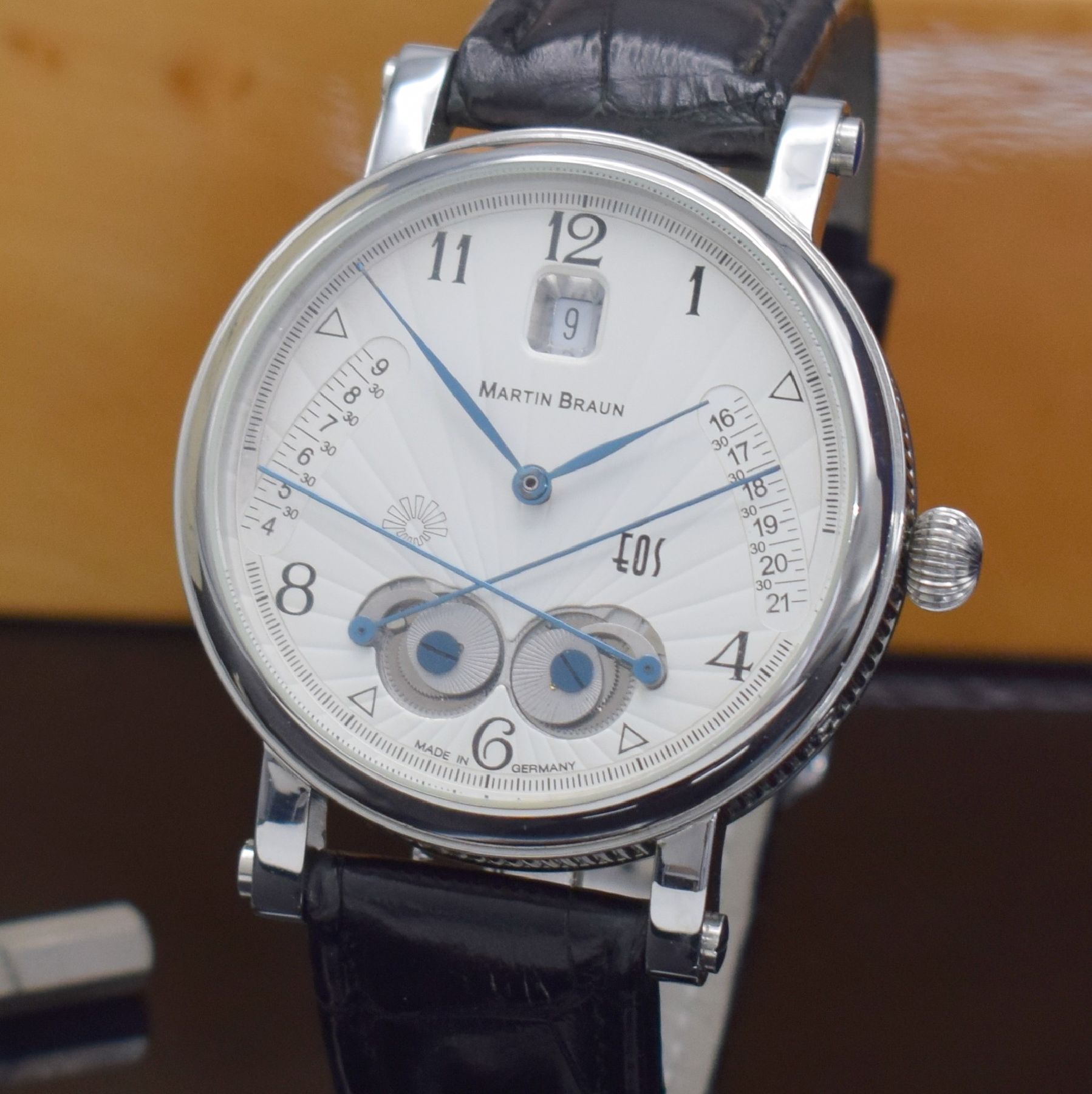 Detail c: MARTIN BRAUN Herrenarmbanduhr EOS, Automatik, Ref. 42S, Edelstahlgeh. inkl. orig. Lederband m. orig. Dornschl., beids. vergl., Boden 7-fach verschr., ...