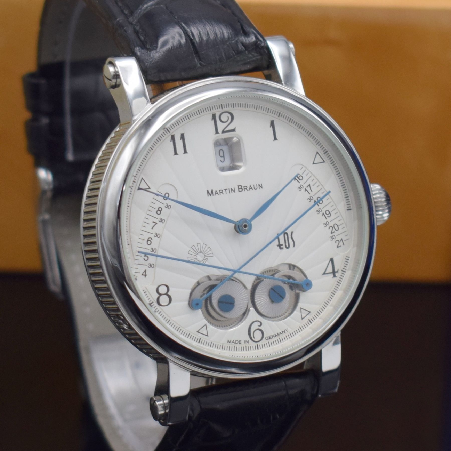 Detail f: MARTIN BRAUN Herrenarmbanduhr EOS, Automatik, Ref. 42S, Edelstahlgeh. inkl. orig. Lederband m. orig. Dornschl., beids. vergl., Boden 7-fach verschr., ...