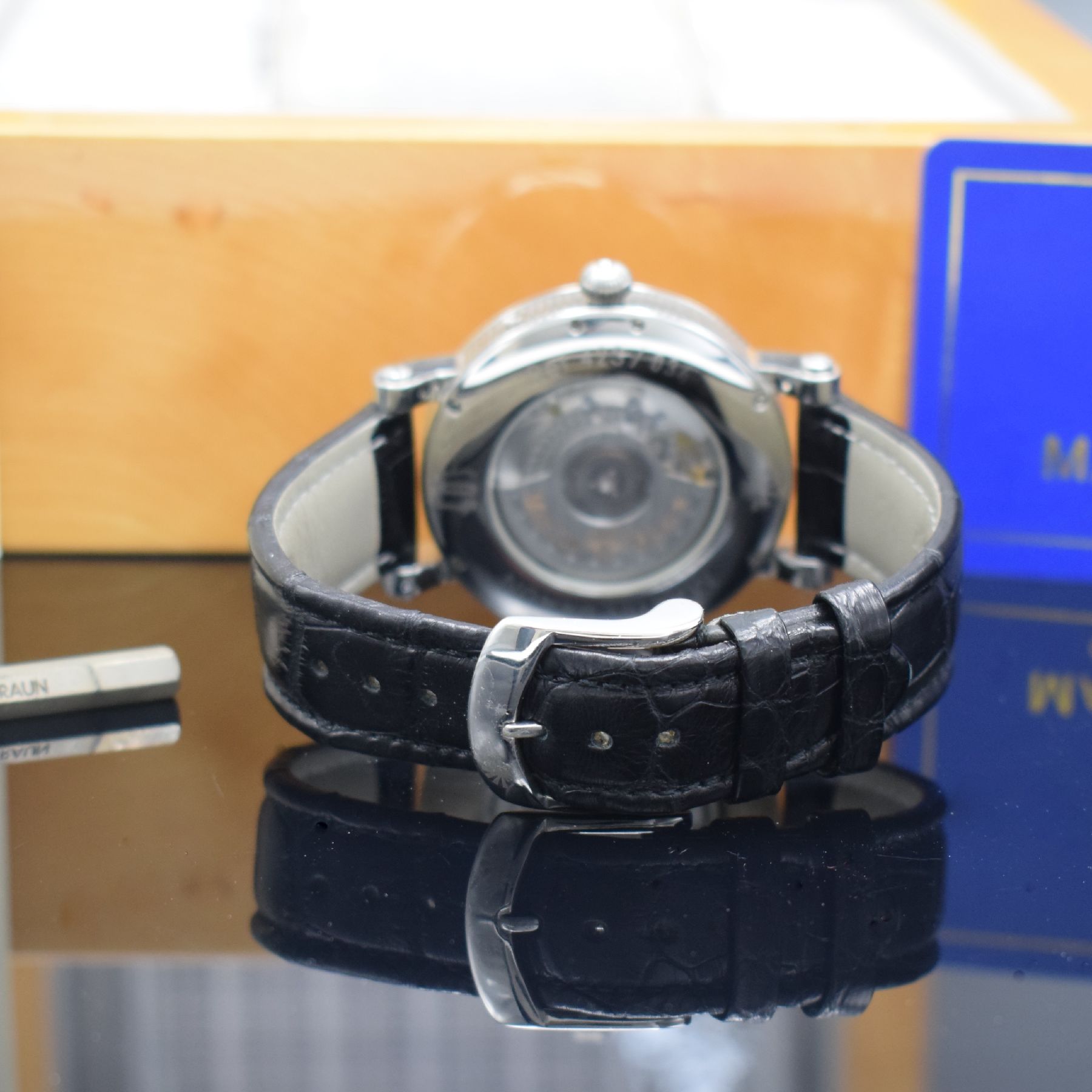 Detail g: MARTIN BRAUN Herrenarmbanduhr EOS, Automatik, Ref. 42S, Edelstahlgeh. inkl. orig. Lederband m. orig. Dornschl., beids. vergl., Boden 7-fach verschr., ...