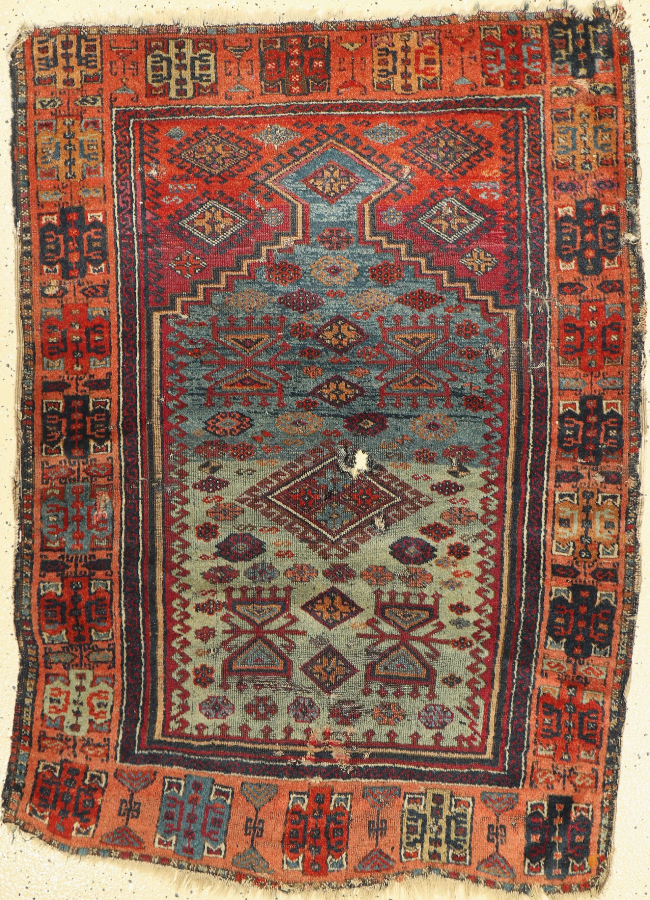 Malatya Gebtsteppich antik, Ostanatolien,, 19.Jhd, Wolle auf Wolle, ca. 132 x 95 cm, EHZ:4-5, (kleine Löcher)