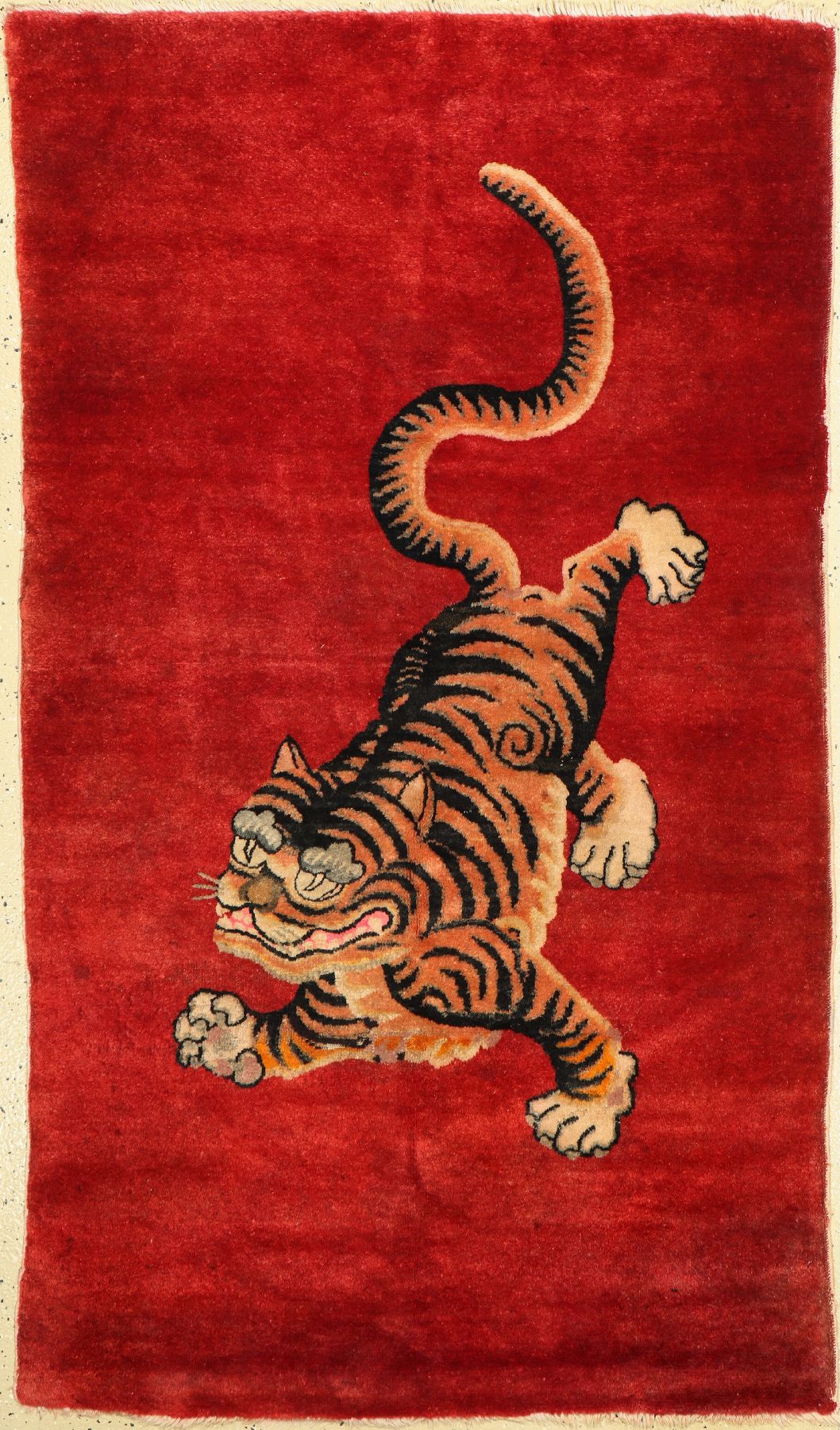 Peking Tigerteppich fein, China, um 1900, Wolle auf Baumwolle, ca. 160 x 95 cm, EHZ: 3