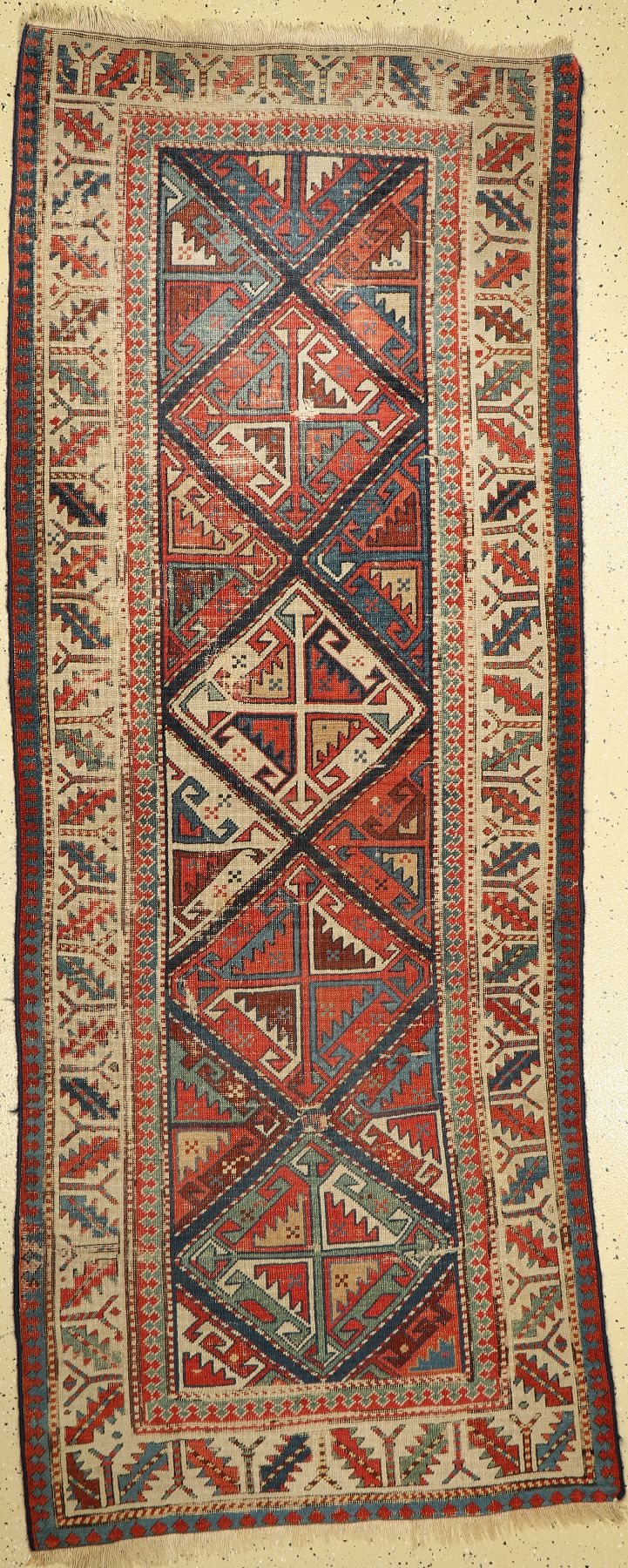 Schulaver antik, Kaukasus, 19.Jhd, Wolle auf Wolle, ca. 256 x 102 cm, EHZ: 4-5