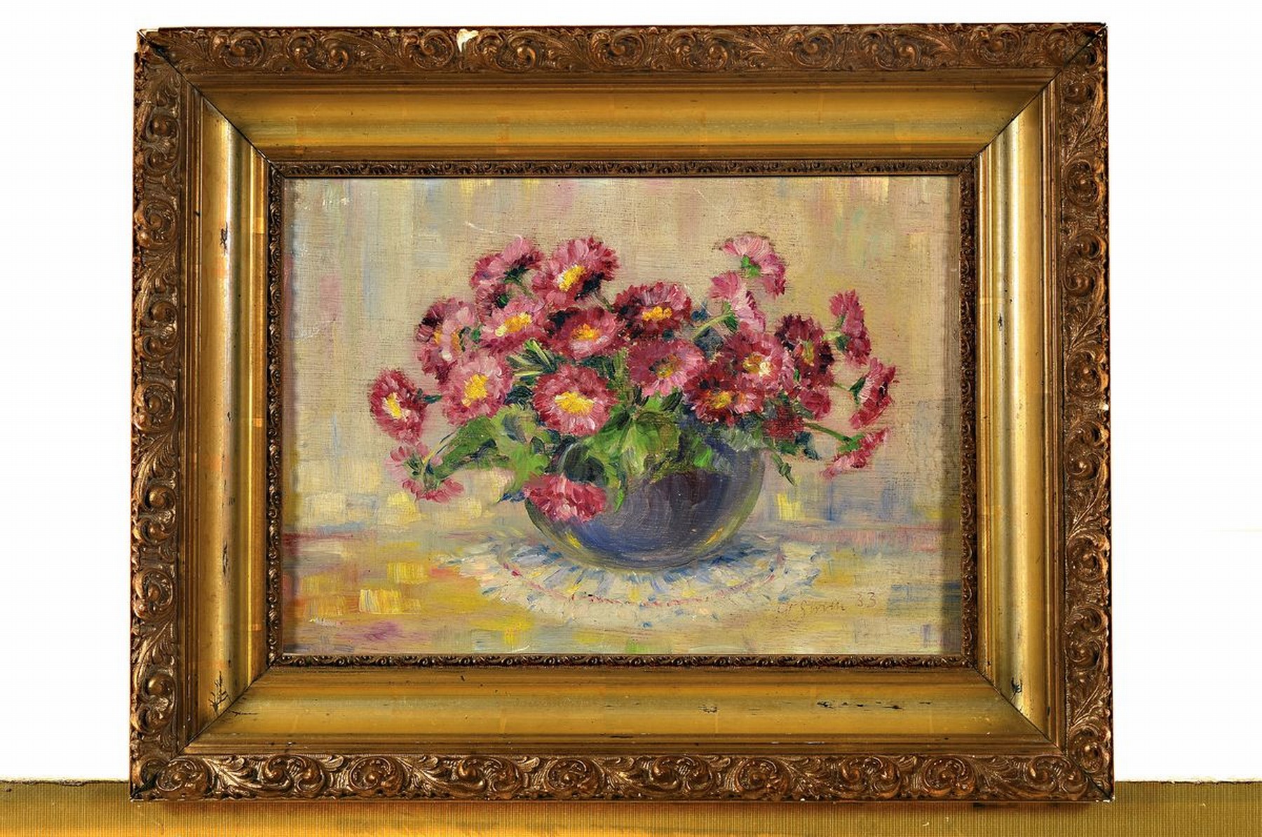 Detail k: W. Strath, datiert 1933, Blumenstillleben, ÖL/Platte, signiert und dat. 33, ca. 23 x 30 cm