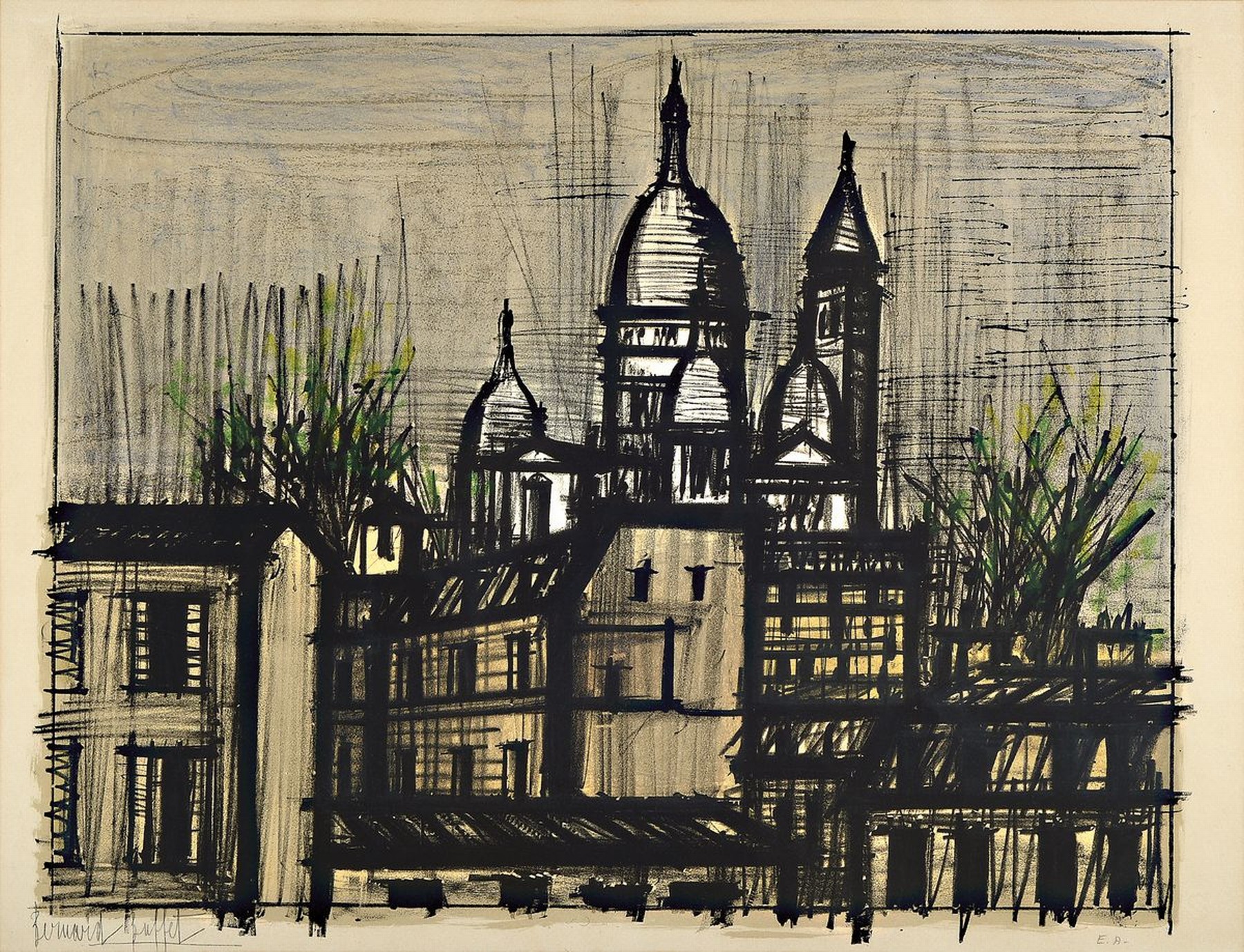 Bernard Buffet, 1928-1999, Sacre Coeur, Farblithographie, handsigniert und bez. e.a., Auflage 150 Exempl., ca. 52x67cm, Blattgr. ca. 55.5x72.5cm, ...