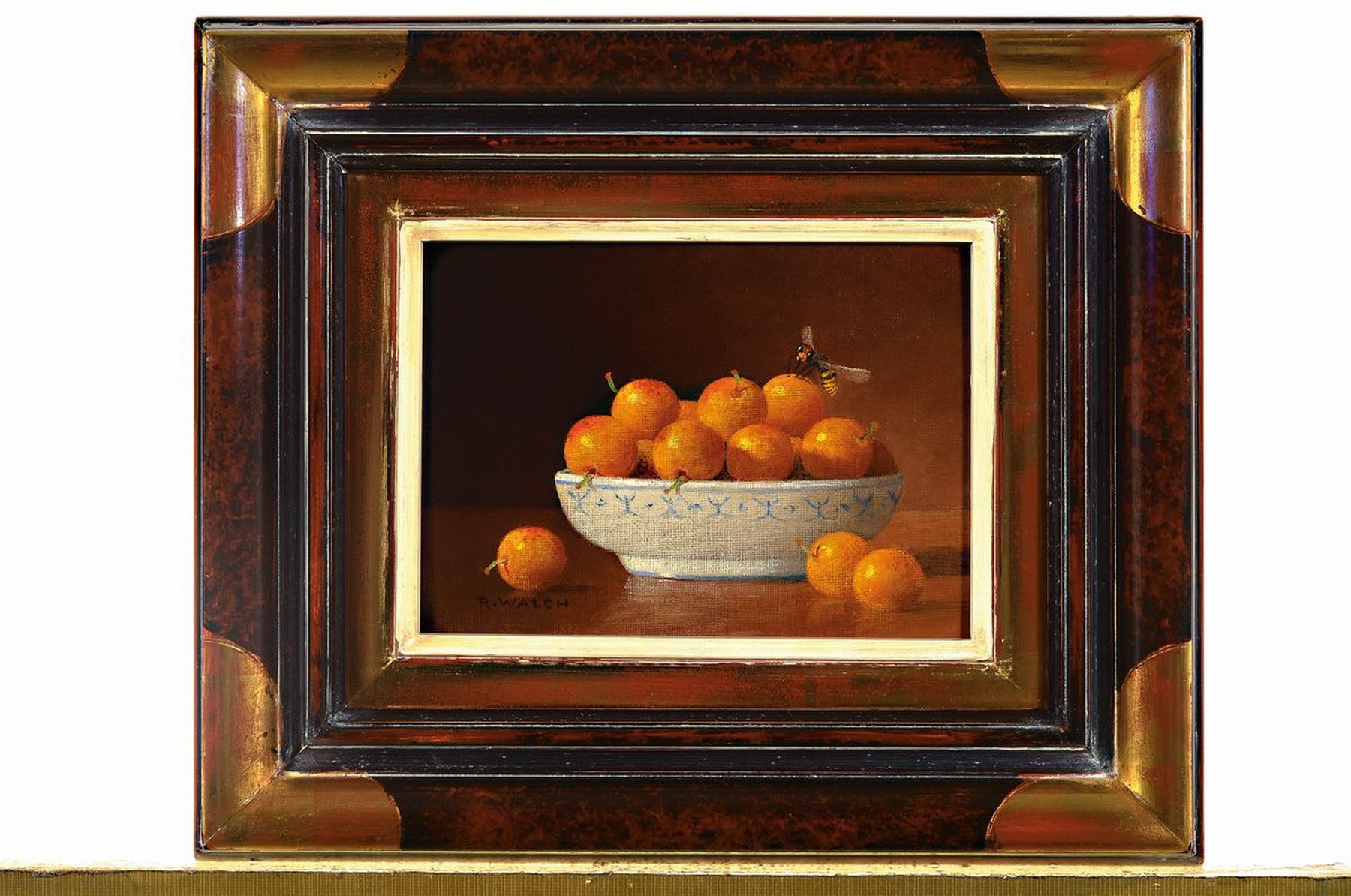 Detail l: René Walch, geb. 1935, Öl/Lwd, zwei Stillleben, Mirabellen und Frühstücksgeschirr mit Croissant, ca. 14 x 18 cm, 16 x 23 cm
