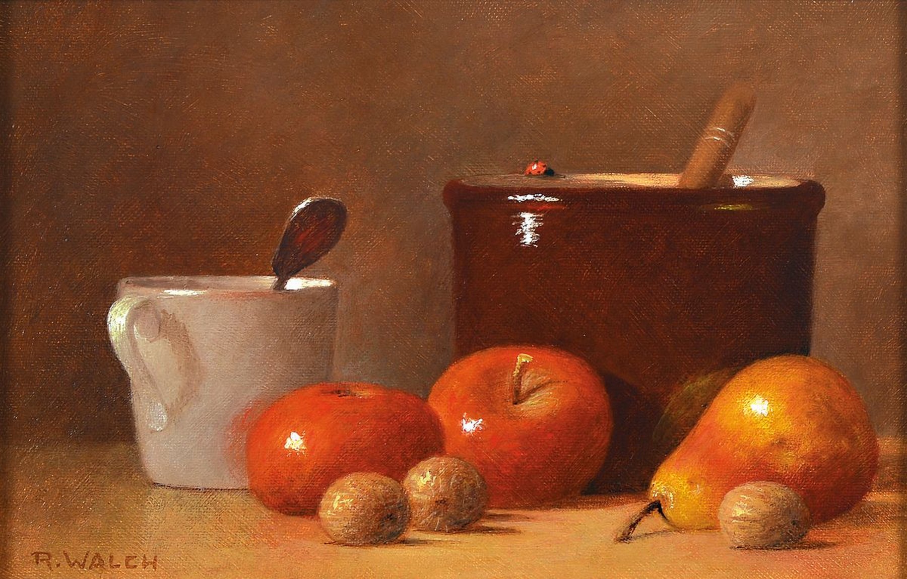 Detail c: René Walch, geb. 1935, Öl/Lwd, zwei Stillleben, signiert, ca. 16 x 24.5 cm bzw. 22 x 27 cm, beide gerahmt