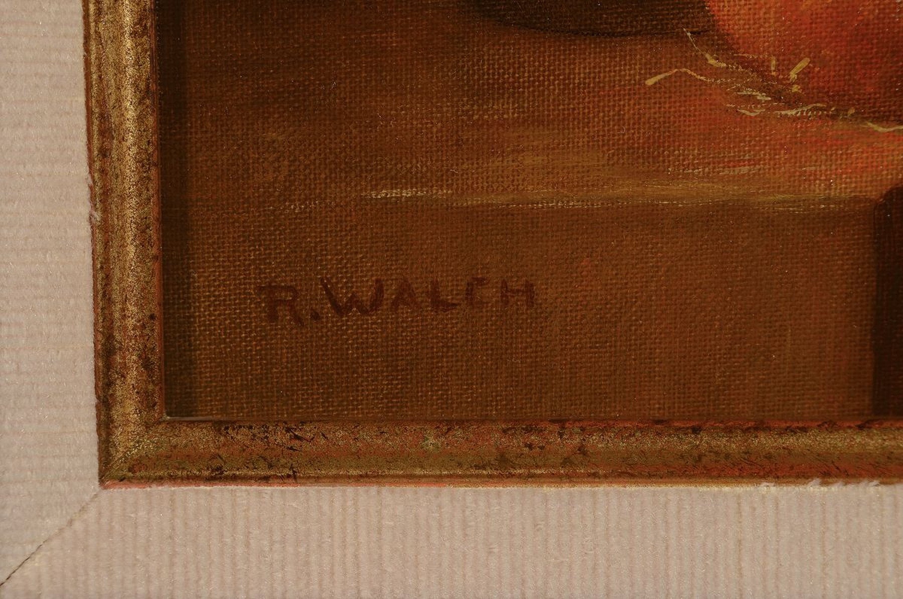 Detail a: René Walch, geb. 1935, Öl/Lwd, zwei Stillleben, signiert, Küchenmotive, Gefäße mit Birnen, Äpfel und Trauben ca. 22 x 27 cm, Gefäß mit ...
