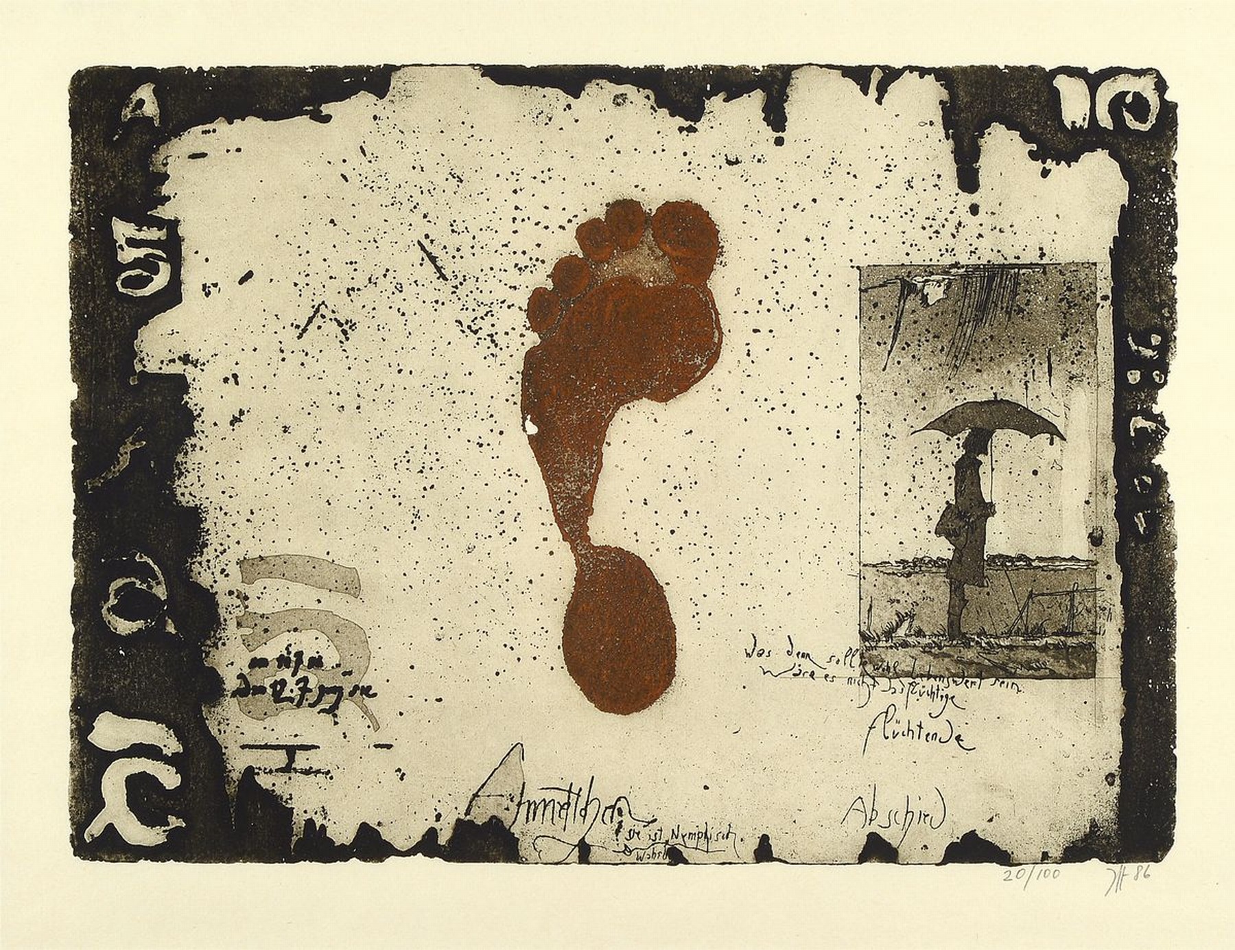 Horst Janssen,1929-1995, Farbradierung, "Annettchen...", handsigniert und num. 20/100, dat. (19)86, PP-Ausschnitt ca. 42.5 x 56.5 cm, unter ...