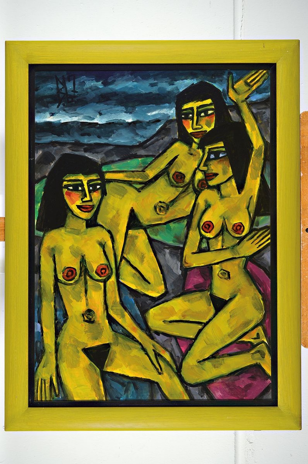 Detail k: Berutscha (Gurami Hagemann), 1945 - 2013, erotisches Aktgemälde von 1967, bekannter und gesuchter post expressionistischer Künstler, Öl/Malkarton, ...