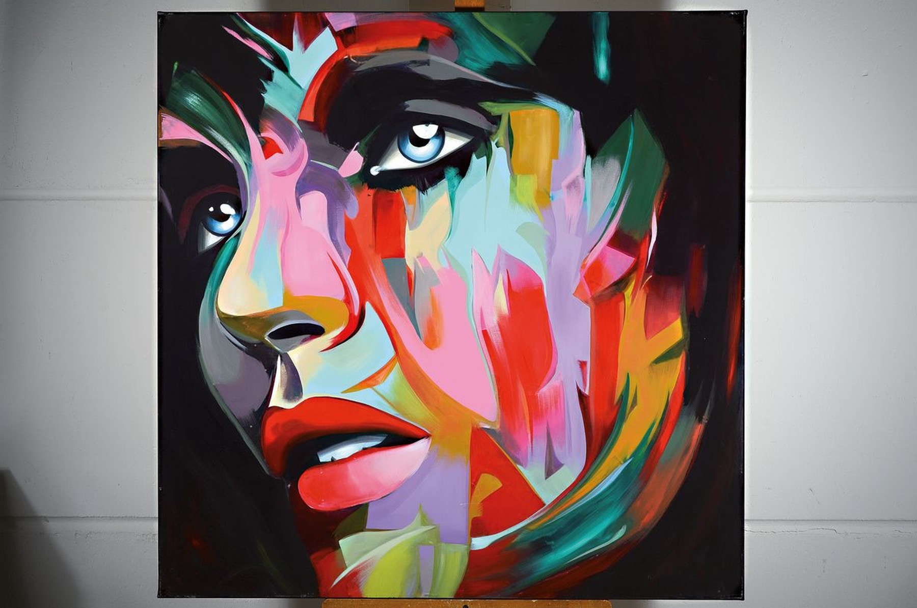 Detail k: Michael Frey, zeitgenössischer Künstler aus Landau, Face, Öl/Lwd, rechts unten signiert, ca. 100x98cm