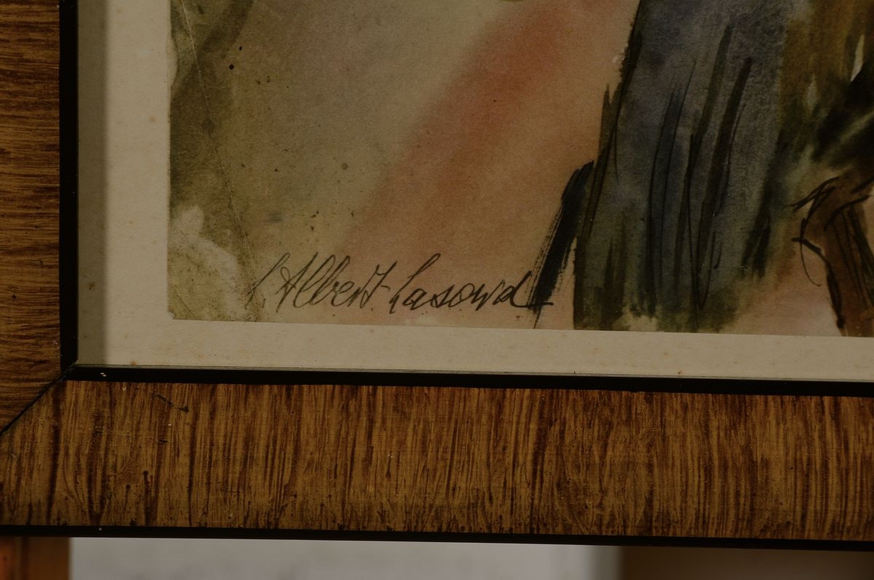 Detail a: Loulou Albert Lasard, 1885 Metz - 1969 Paris, Voliere mit Störchen, Aquarell auf Papier handsigniert, ca. 27 x 36 cm, unter Glas, Rahmen ca. 33.5 x ...