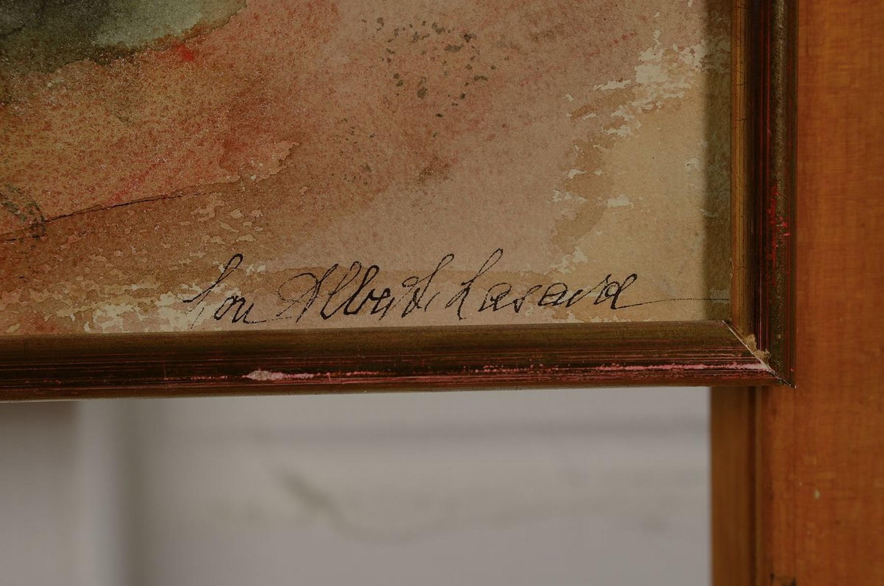 Detail a: Loulou Albert Lasard, 1885 Metz - 1969 Paris, weißer Storch und Pfau am Vogelbad, Aquarell auf Papier, handsigniert, ca. 27 x 36 cm, unter Glas, ...