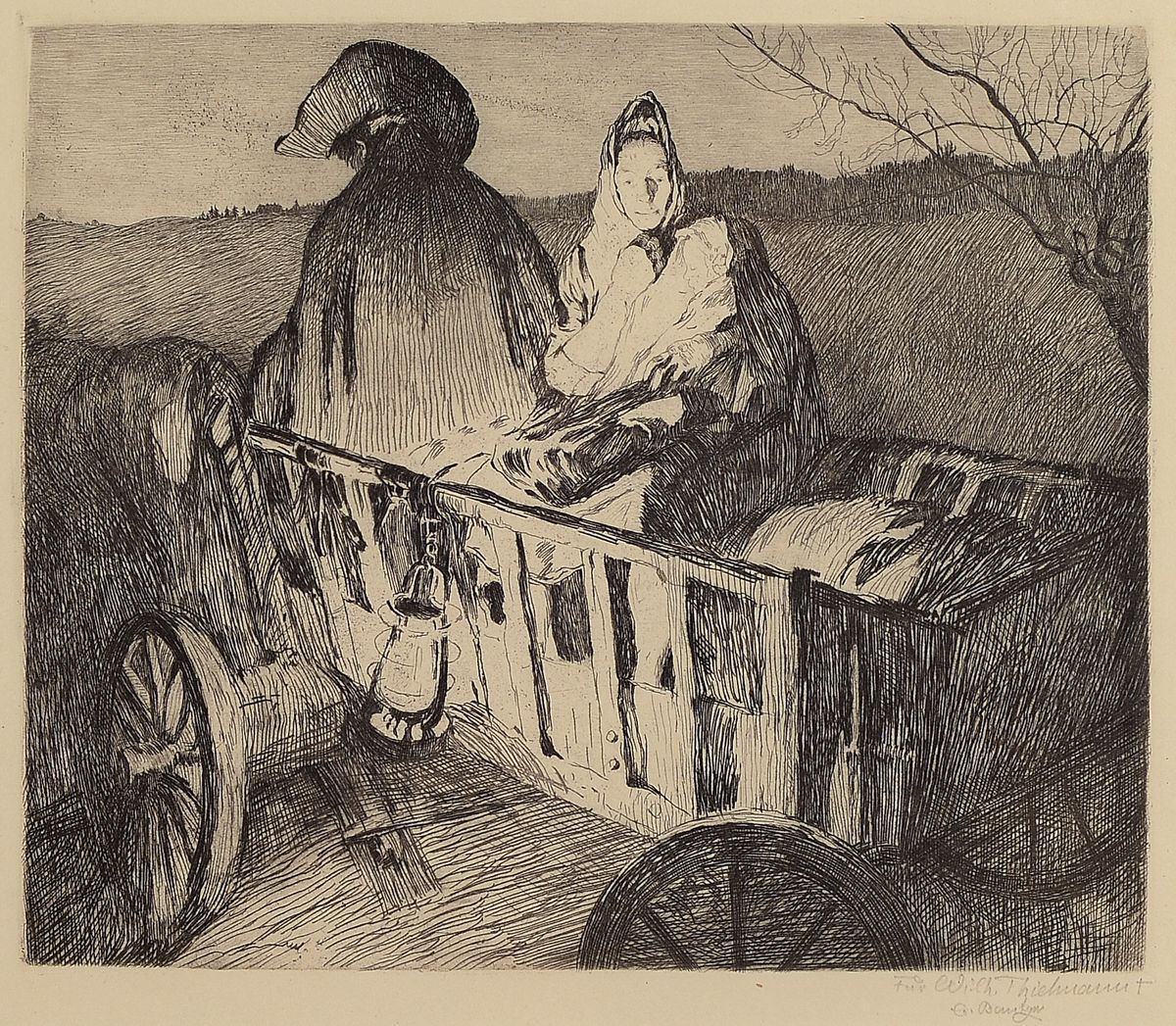 Wilhelm Thielmann, 1868 Herborn - 1924 Kassel,zwei Radierungen, Frau mit Kind im Wagen und Frauen in Tracht bez. Druck 9, einmal handsigniert, einmal ...