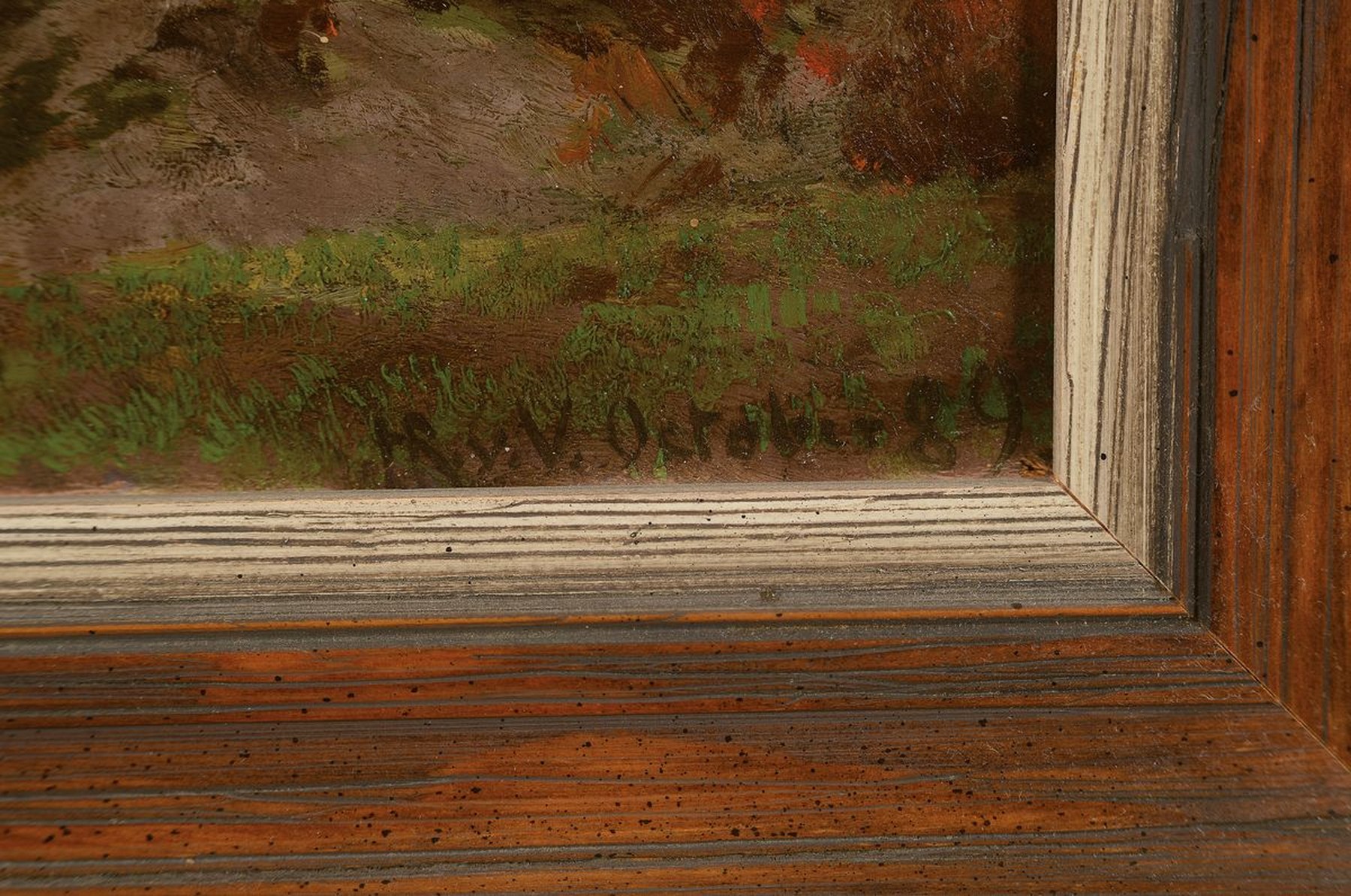 Detail a: Hans-Richard von Volkmann, 1860 - 1927, "Herbstlandschaft bei Willinghausen", Öl/Holz, 22 x 31 cm, monogrammiert, ca. 22.2 x 31.3 cm, ...