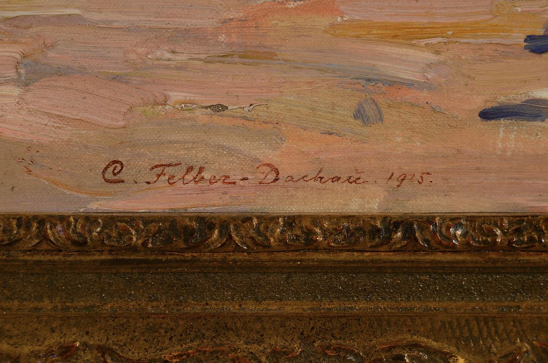 Detail a: Carl Friedrich Felber, 1880 Wädenswil/Schweiz-1932 Dachau, zwei Soldaten in einer zerstörten Stadt, Öl/Lwd, links unten signiert Carl ...