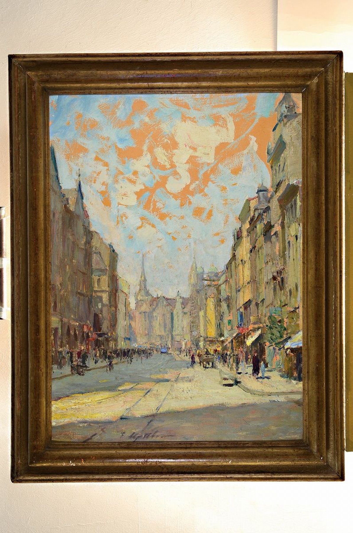 Detail k: Fritz Stattler, 1867 Pilsen-1944, Ansicht aus München, Öl/Malkarton, Öl/ Malkarton, signiert, ca. 73x53cm, R. ca. 89x70cm