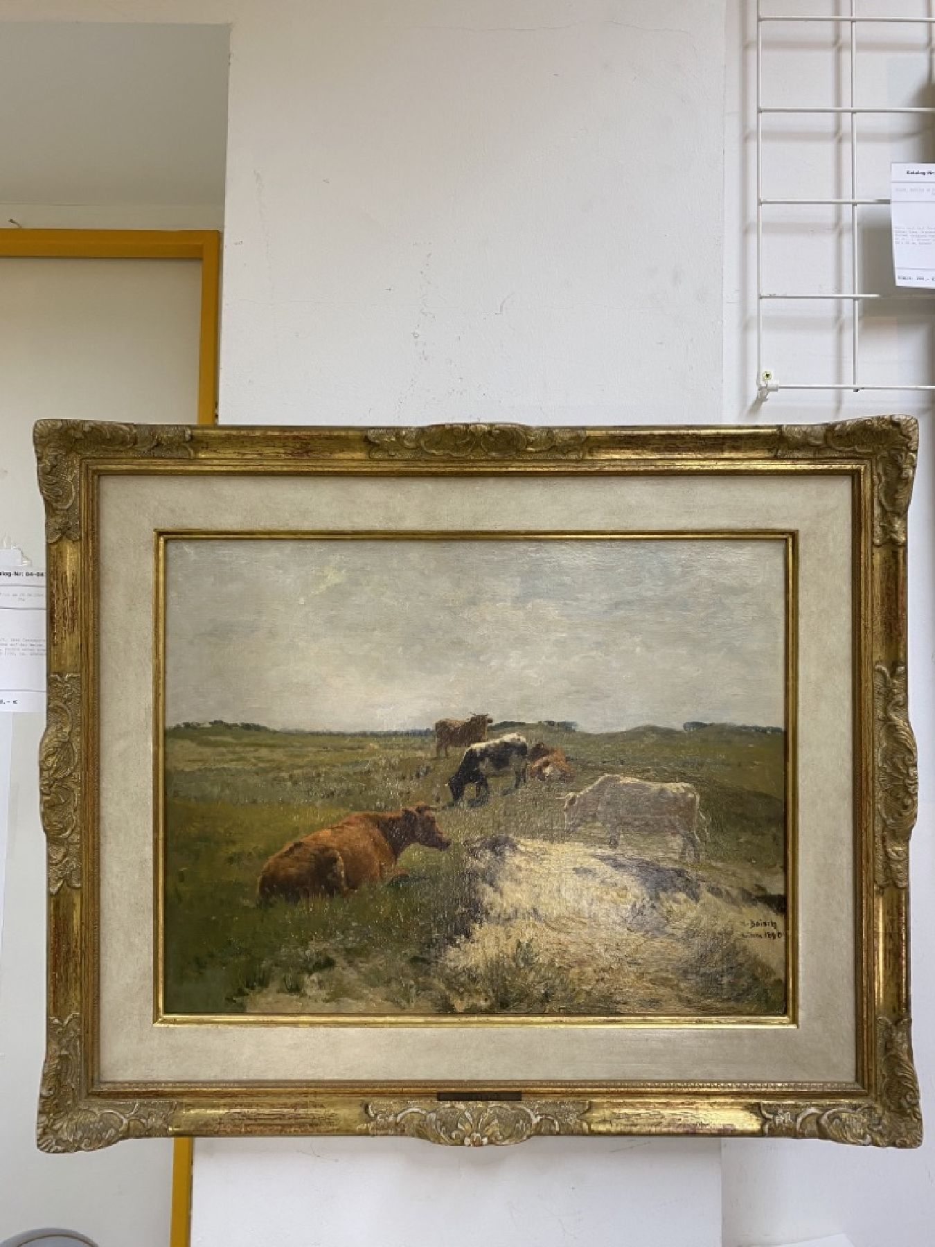 Detail b: Hermann Baisch, 1846 Dresden-1894 Karlsruhe, Kühe auf der Weide, Öl/Malkarton, rechts unten signiert: H. Baisch Knocke 1890, ca. 42x54cm, R. ca. ...