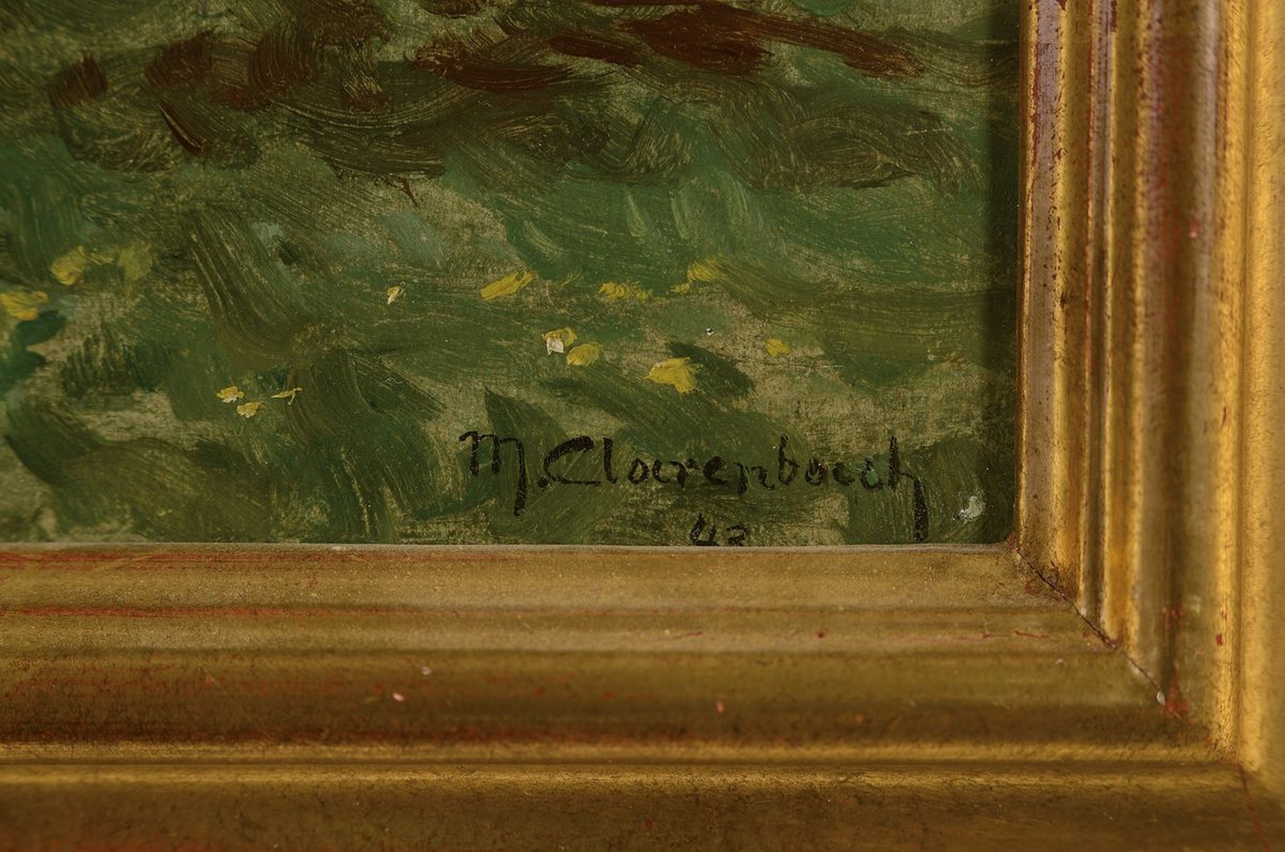 Detail a: Max Clarenbach, 1880 Neuss-1952 Wittlaer, Landschaft bei Grimmlinghausen, Öl/Malkarton, rechts unten signiert und dat. 1943, ca. 25.5x41cm, R. ca. ...